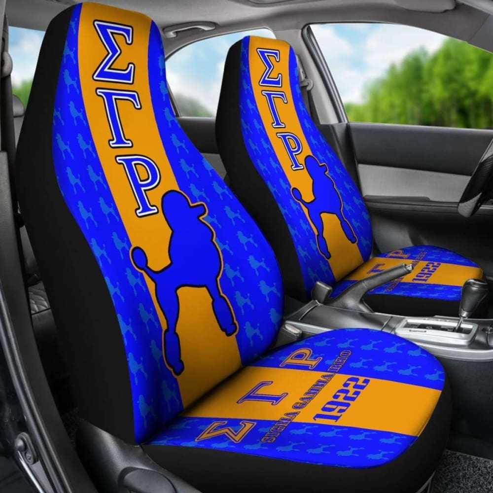 Premium African Print Car Seat Covers with Sigma Gamma Rho Poodle Symbol - Stylish & Durable 110424 Design for SUVs, Sedans & Trucks - Perfect for Sorority Events, Road Trips & Daily Commute