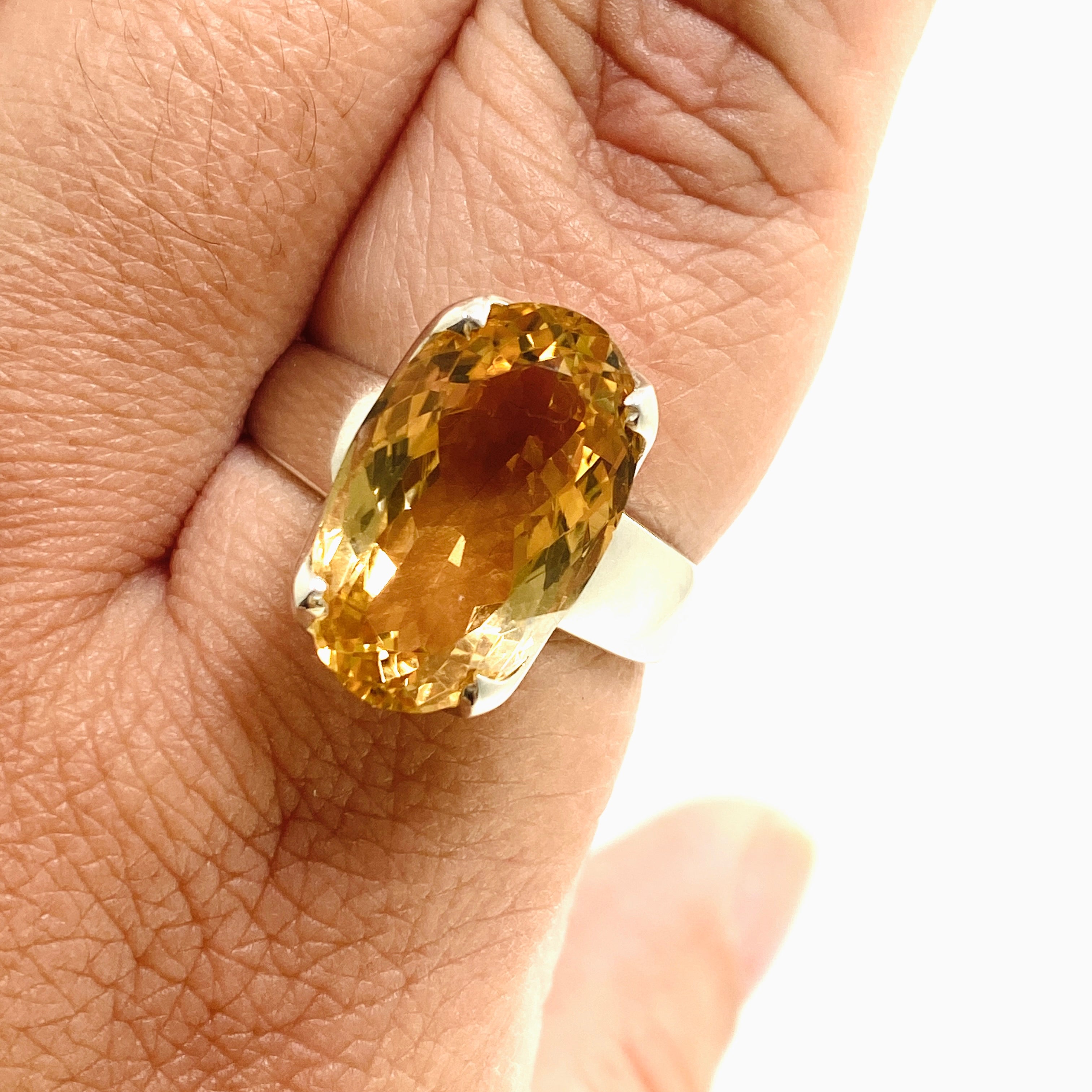 Natural Citrine Oval Faceted Ring - Size 12 PRGJ910 - Elegant Jewelry for Women, Perfect for Weddings, Parties & Special Occasions