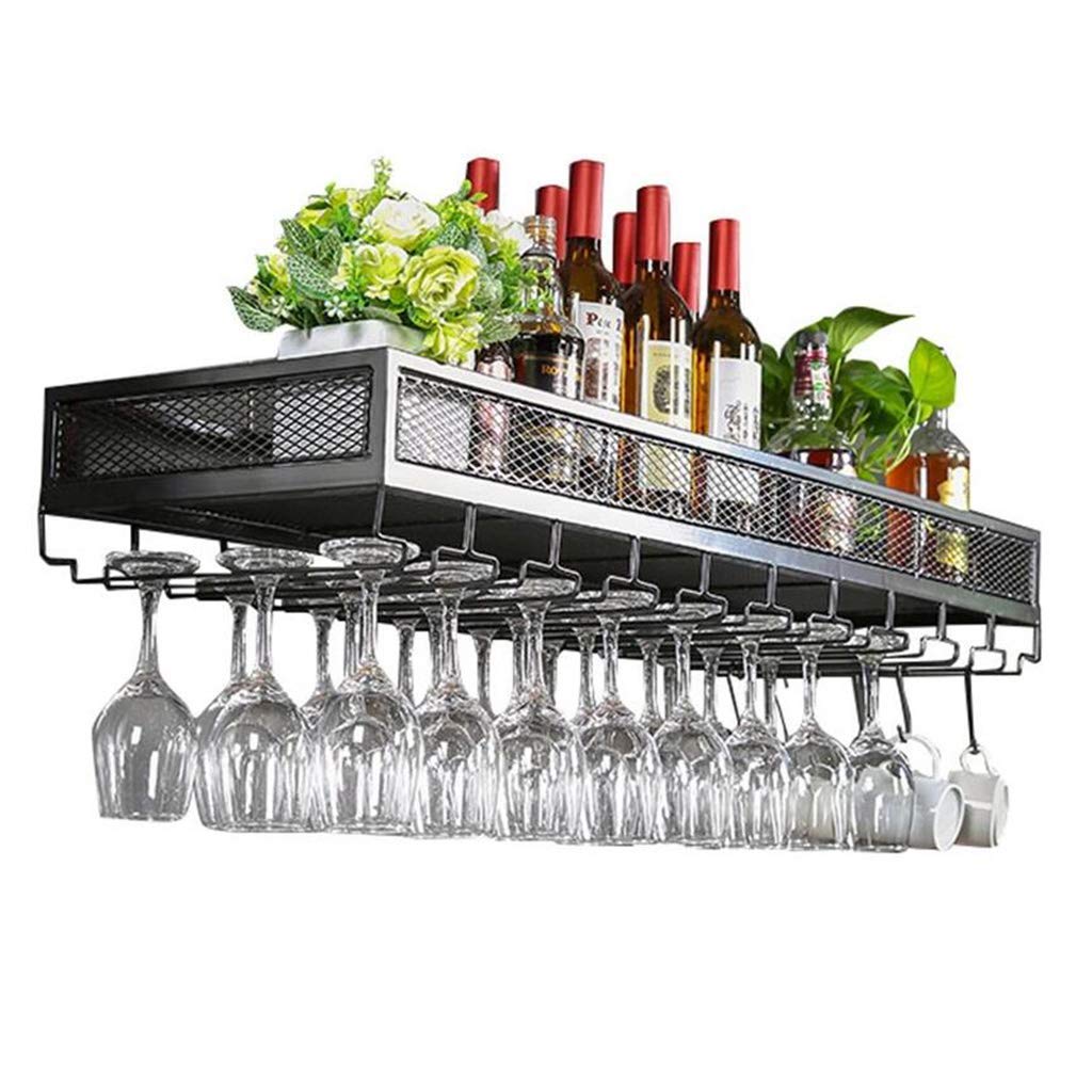 Vintage Style Metal Wine Rack Bar Unit - Adjustable Height Floating Shelves for Wine Bottles & Glass Storage (Black, 120x25cm) - Perfect for Home Bar, Kitchen & Dining Room Decor