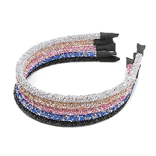 5PCS Glitter Rhinestone Headbands for Women & Girls - Sparkly Hair Hoop Bands with Crystals - Perfect for Weddings, Parties, and Special Occasions