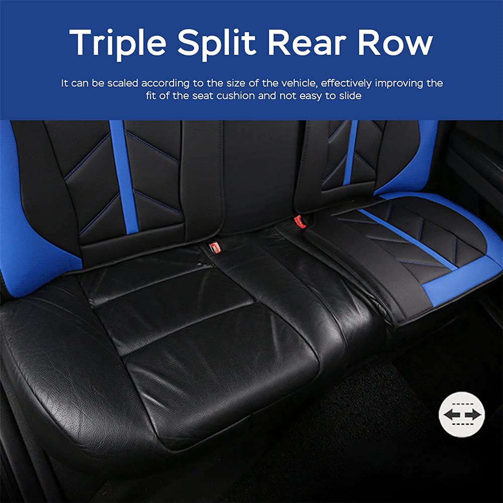Premium Front & Rear Seat Covers for GMC Yukon XL - Luxury PU Leather, Sporty Design, Breathable & Comfortable (Blue & Black) - Perfect for Road Trips, Daily Commutes & Family Protection