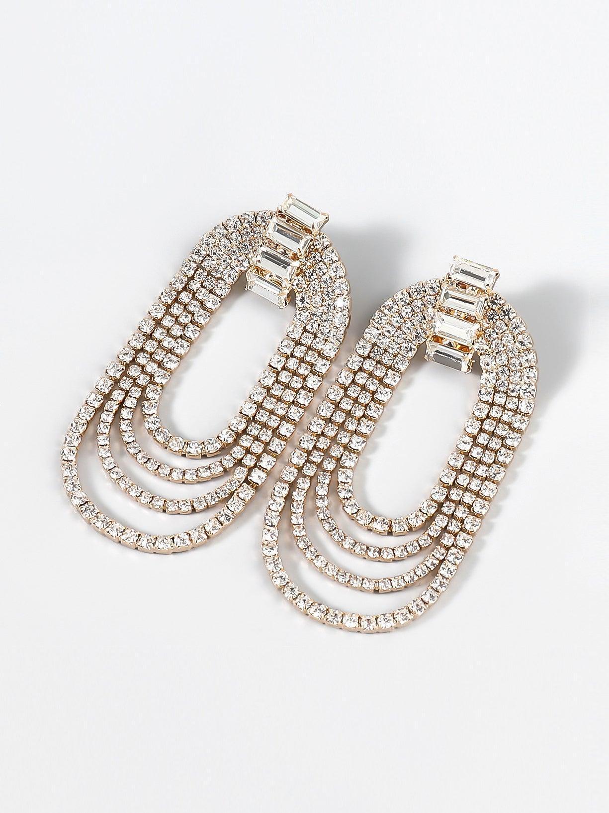Geneva Diamond Arch Earrings for Women - Elegant Cubic Zirconia Stud Earrings for Parties, Weddings & Special Occasions
