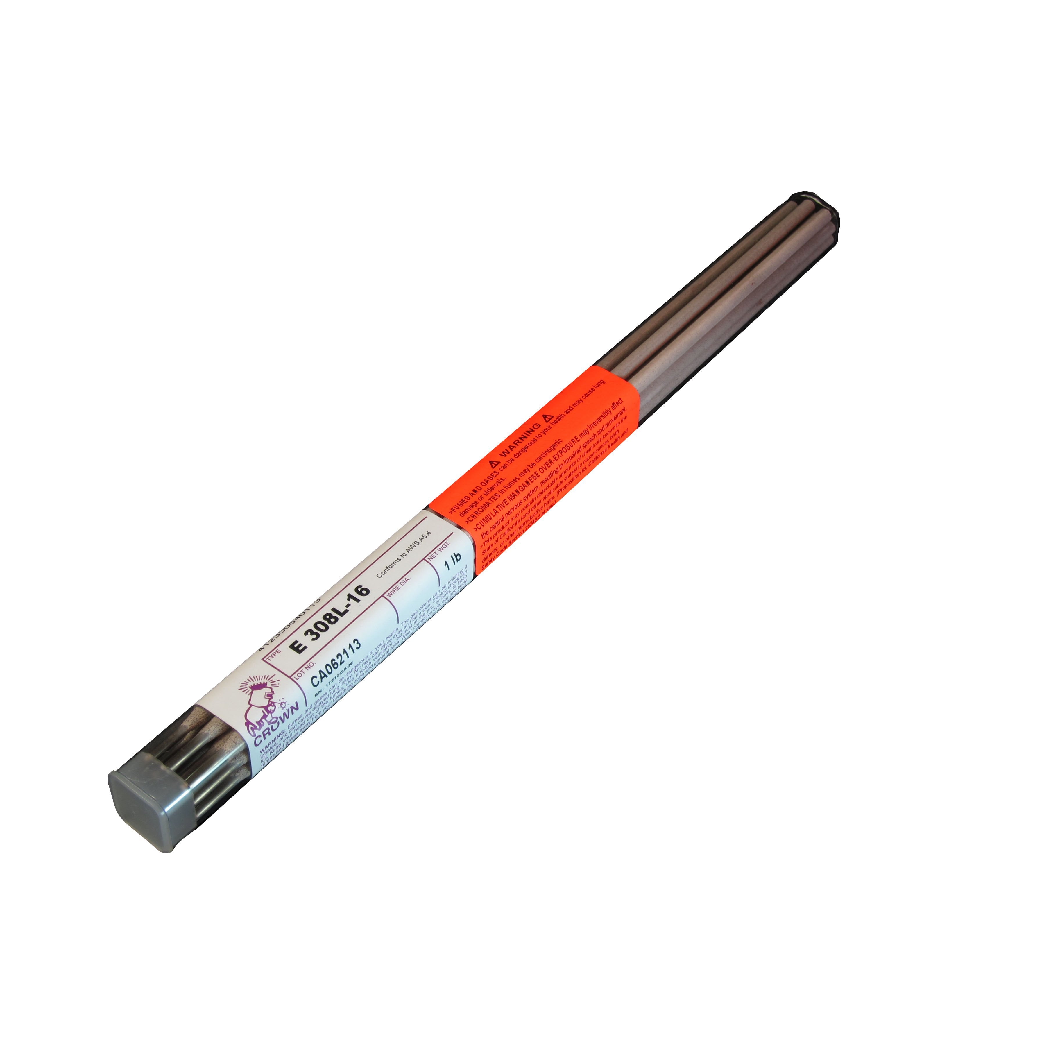Crown Alloys E 308L 16 5/32 Stainless Steel Welding Electrode - 1 lb Tube (SE308/EXP BP) - Ideal for Welding Stainless Steel Pipes, Tanks, and Food Processing Equipment
