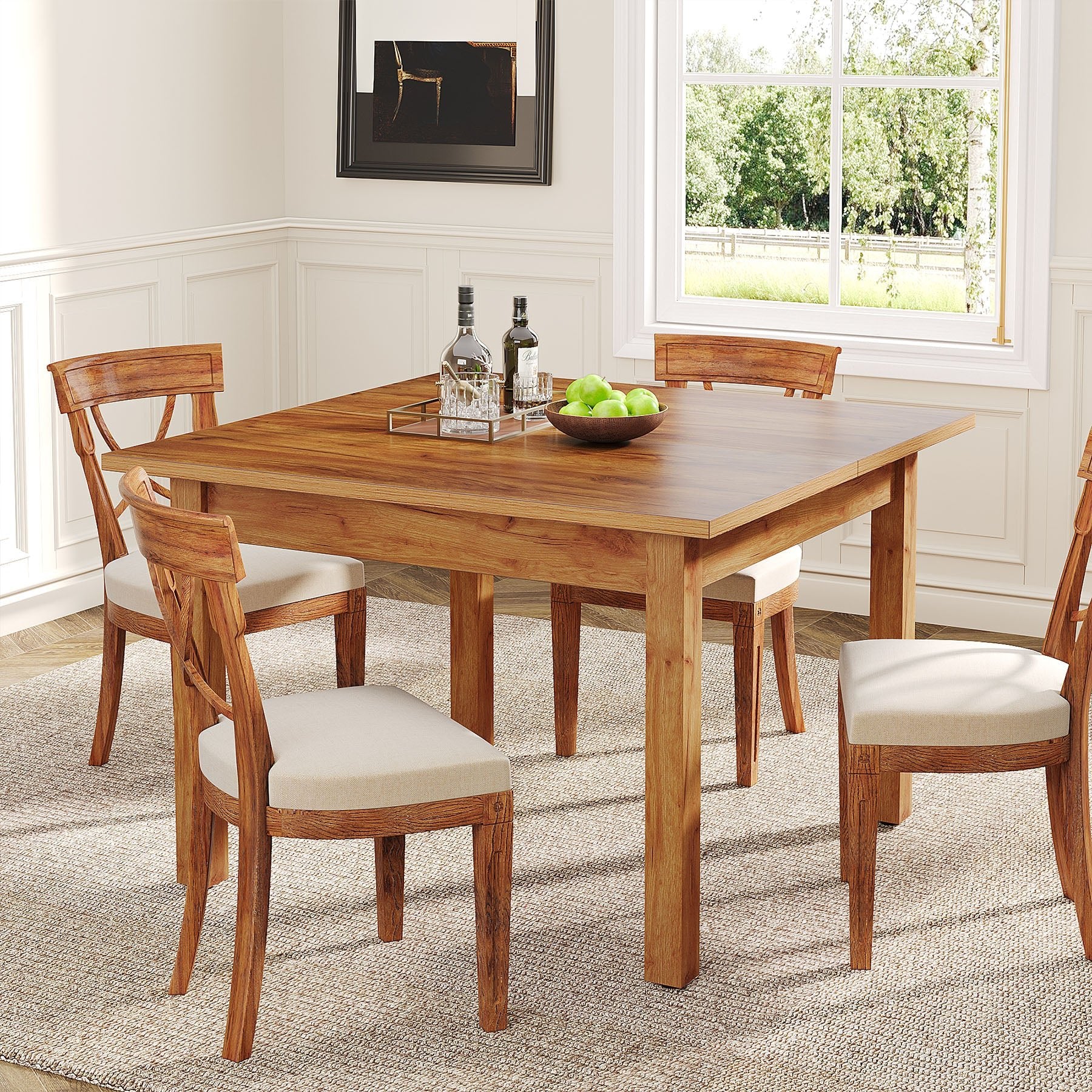 39.4'' Square Solid Wood Dining Table - Rustic Kitchen Table for 4 People - Perfect for Small Spaces, Breakfast Nooks & Cozy Family Meals