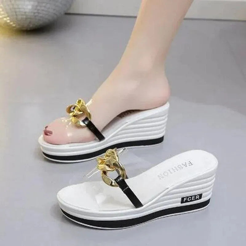 Clear PVC Wedge Sandals for Women - Comfortable Summer Beach Wedding Heels - Perfect for Outdoor Parties, Vacations, and Casual Wear