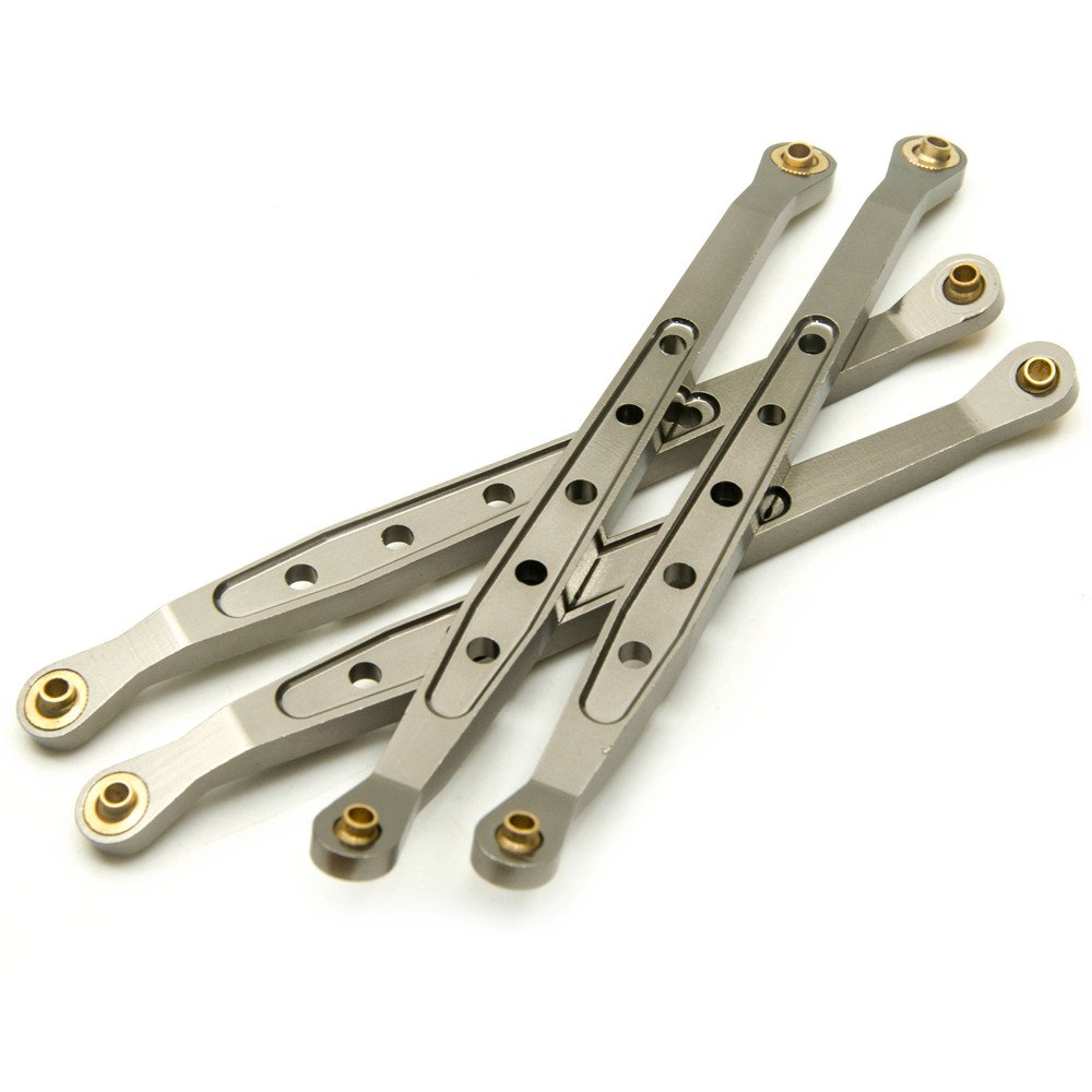 8Pcs Aluminum Linkage Rod Arm Set for 1/10 Axial Wraith 90018 RC Truck - Upper & Lower Suspension Links (Titanium Type A) - Perfect for Off-Road Crawling & RC Car Upgrades