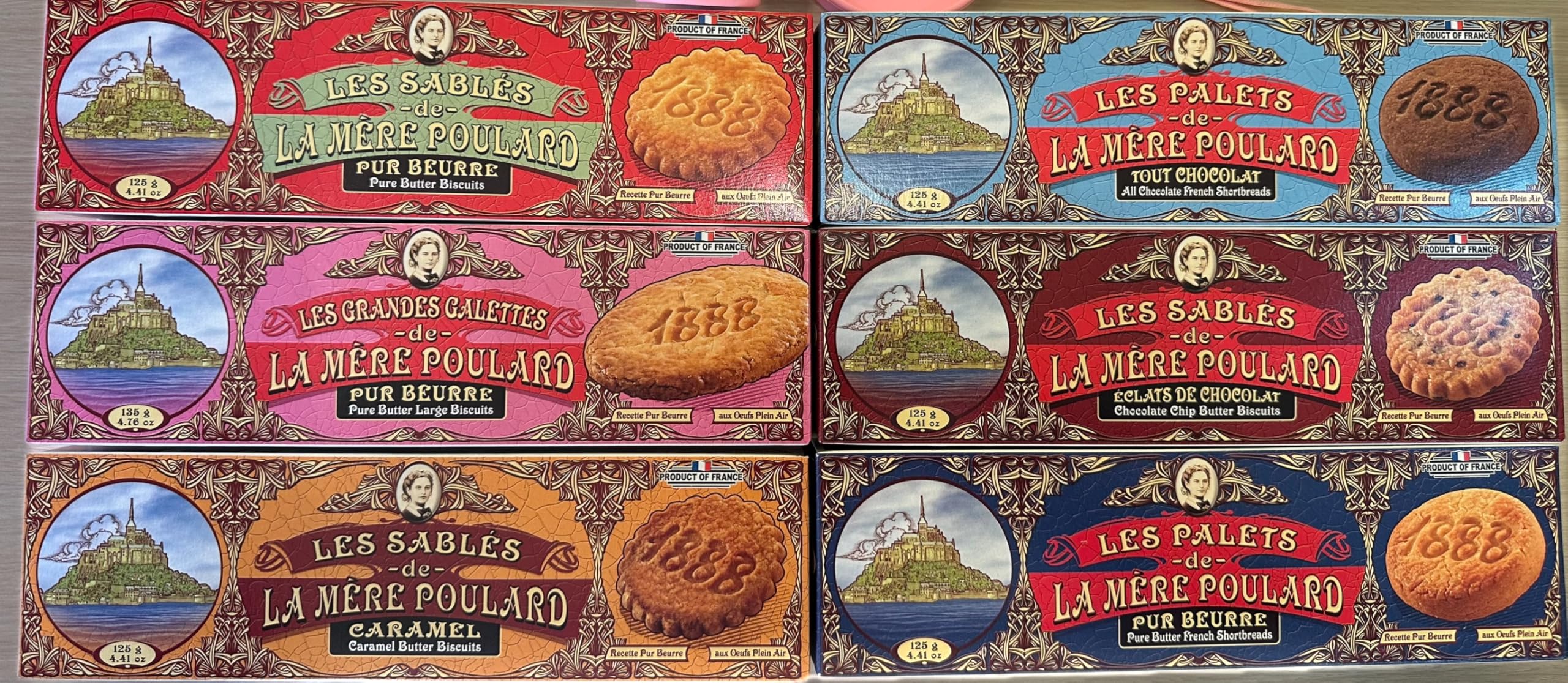 La Mere Poulard French Butter Cookies - Pure Butter Biscuits Assortment (6 Varieties, 26.8oz) - Gourmet Gift Box for Tea Time, Holiday Gifting & French Dessert Lovers