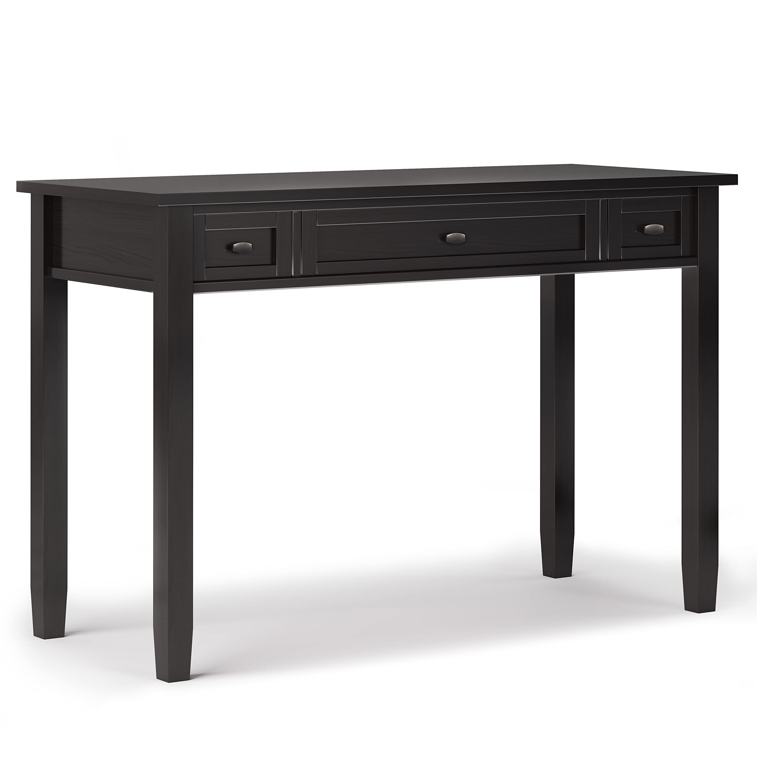 SIMPLIHOME 48 Inch Solid Wood Shaker Style Home Office Desk - Hickory Brown & White with 2 Drawers | Writing Workstation, Study Table for Home Office, Dorm Room & Small Spaces
