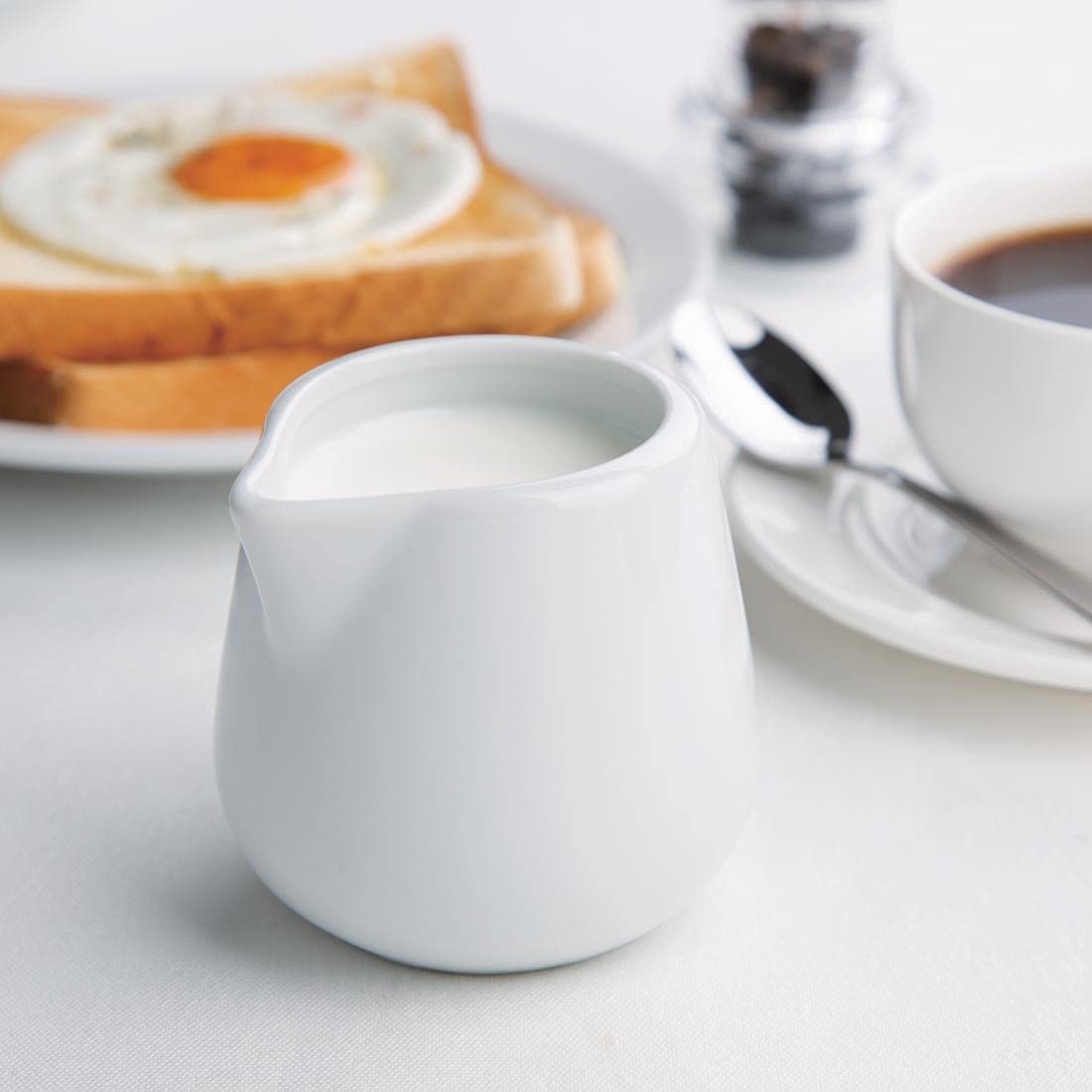 Premium Porcelain Cream and Milk Jugs Set - 12 Piece Whiteware Collection (8oz/228ml Each) - Elegant Tea & Coffee Serving Accessories for Restaurants, Cafes, and Home Entertaining