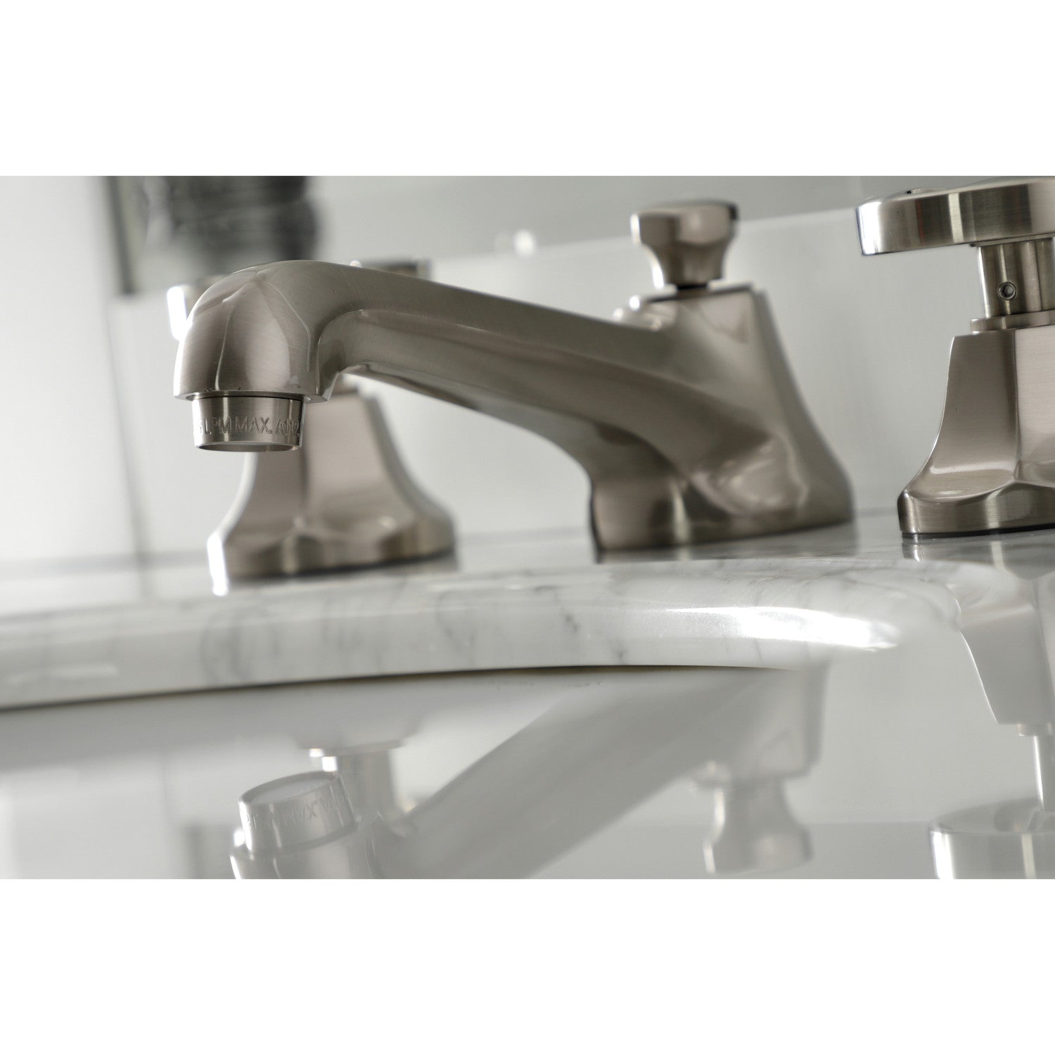 Belknap KS4468RX Brushed Nickel Widespread Bathroom Faucet - 3 Hole Deck Mount with Brass Pop Up Drain - Perfect for Modern Bathroom Vanities and Sink Upgrades
