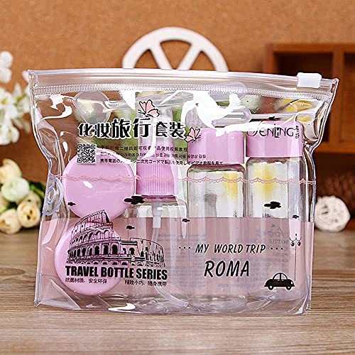 DIAMONDDEAL 6-Piece Travel-Size Cosmetic Bottle Set - Refillable Clear Plastic Containers with Zipper Pouch | Perfect for Toiletries, Skincare & Makeup Storage on Trips
