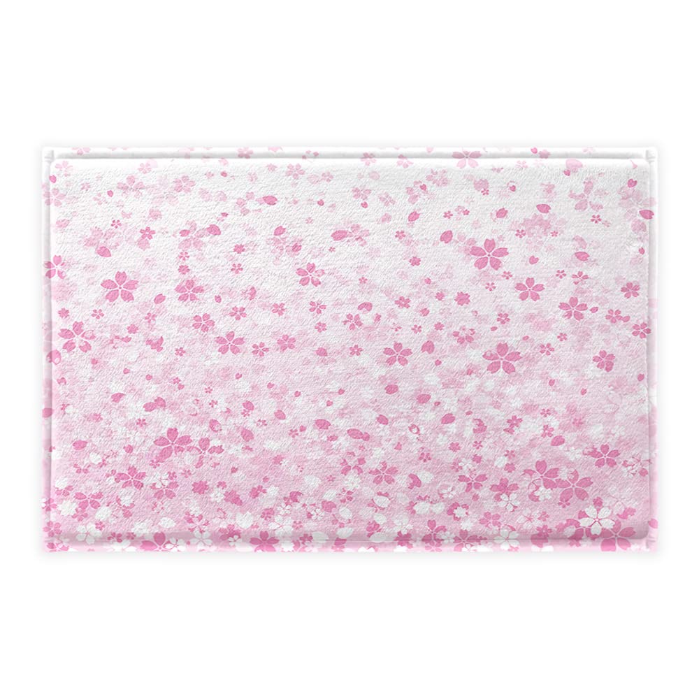 Soft Pink Cherry Blossom Bath Mat - Non-Slip Floral Bathroom Rug, 16