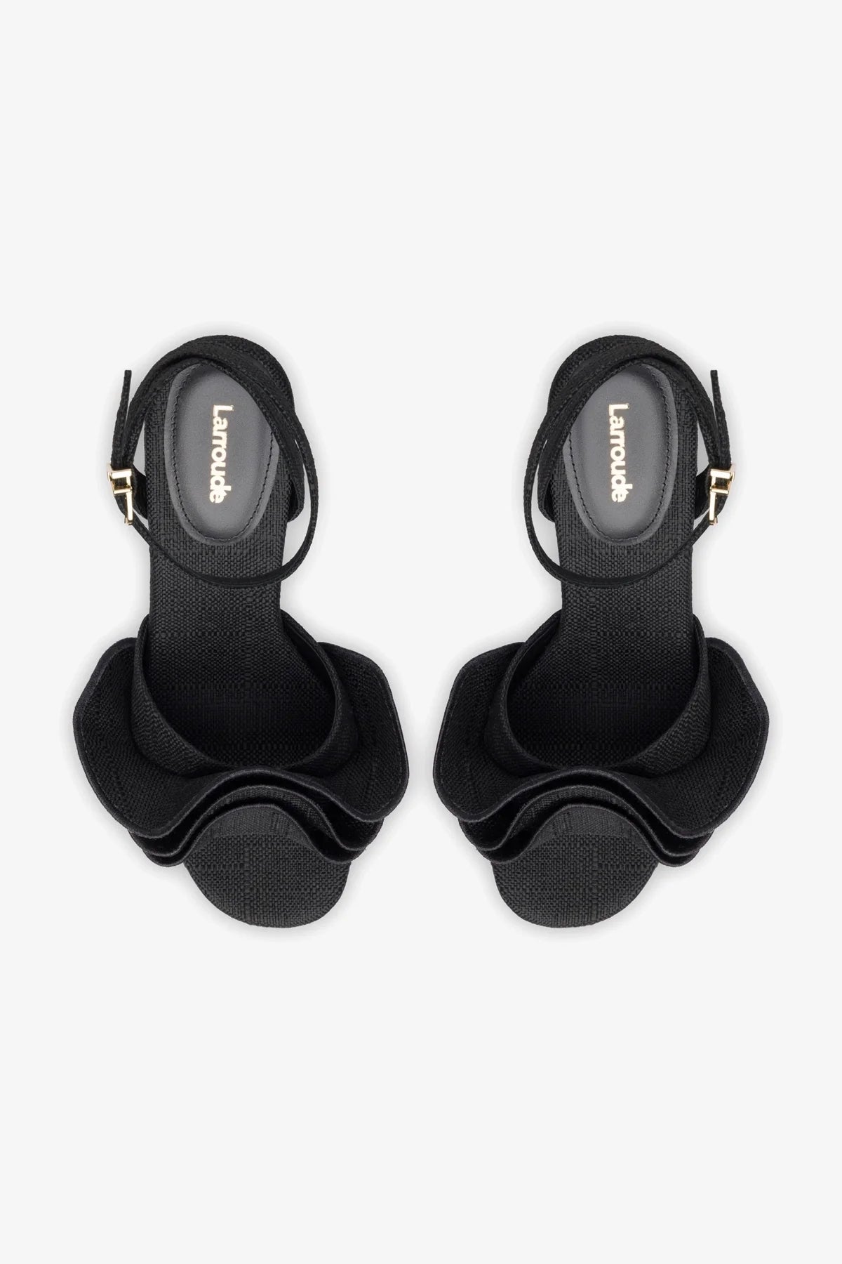 Selena Black Raffia Ruffle Sandals for Women - Comfortable Summer Beach Sandals with Stylish Ruffles for Vacation, Wedding & Outdoor Wear