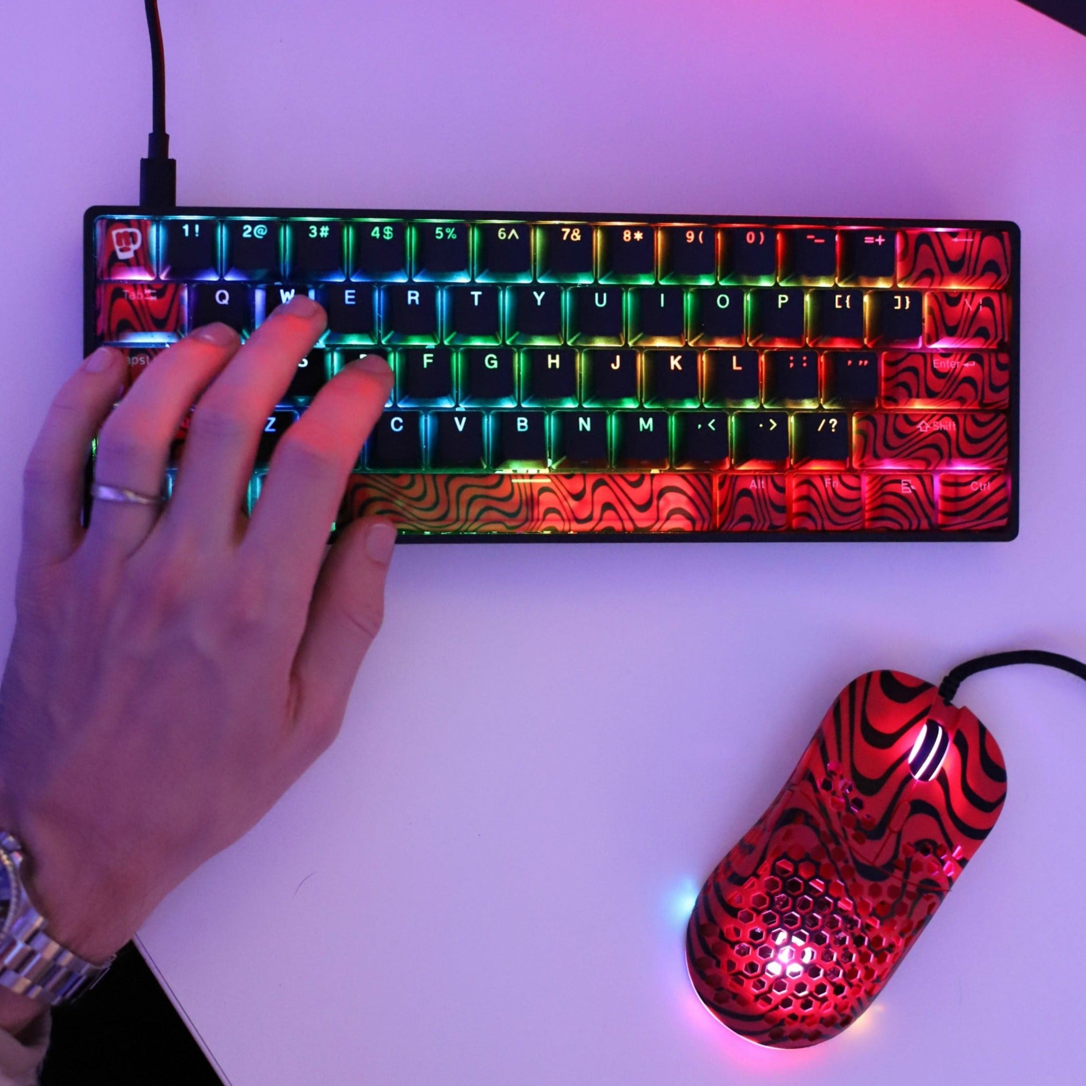 PewDiePie Gaming Keyboard and Mouse Combo Set - RGB Backlit Mechanical Keyboard & Ergonomic Mouse for PC Gamers - Perfect for Streaming, Gaming, and Content Creation