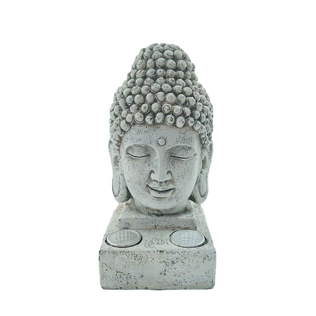 NAYIYE Solar LED Buddha Statue - Outdoor Garden Decor, Resin Meditation Buddha Head with Solar Lights for Patio, Lawn, Yard & Indoor Zen Decor | Perfect for Meditation Spaces, Asian-Themed Gardens & Serene Home Decor