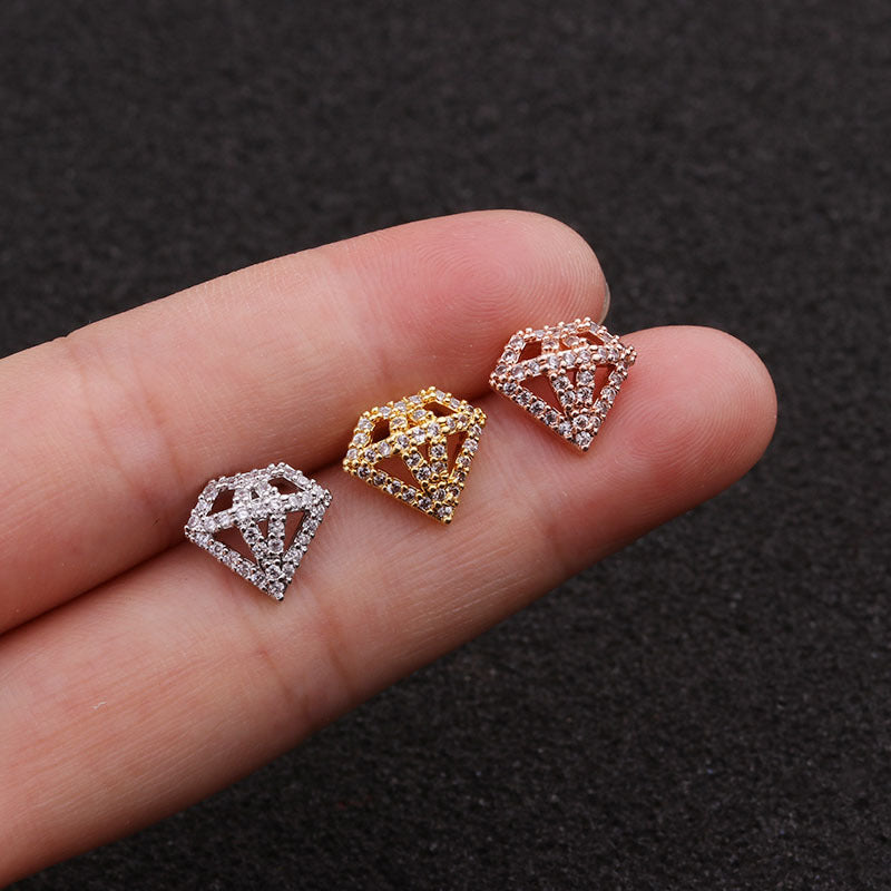 20G Diamond Upper Lobe & Conch Piercing - 14K Gold Plated Cartilage Earring for Women | HSPJ1953 | Perfect for Everyday Wear & Special Occasions