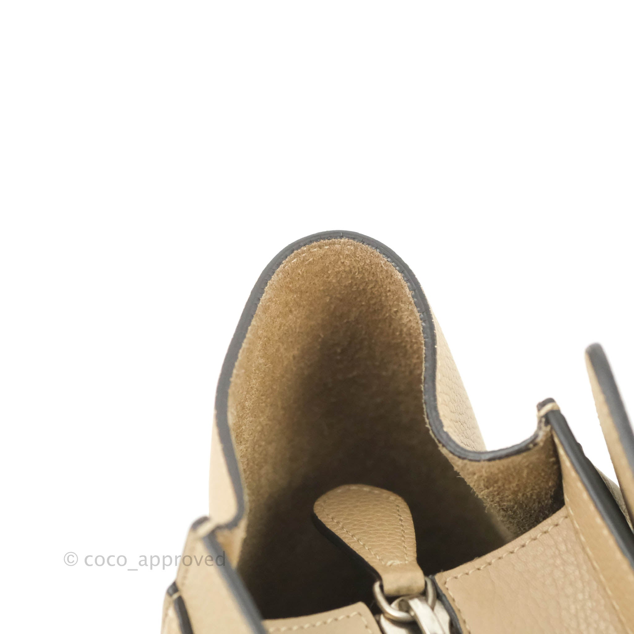 Celine Micro Luggage Handbag in Dune Grained Calfskin Leather - Luxury Crossbody Bag for Women, Perfect for Work, Travel & Everyday Use