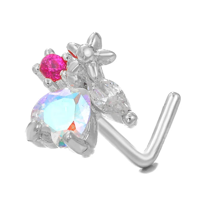 20G Surgical Steel Small Nose Ring & L-Shaped Nose Stud - Hypoallergenic Body Jewelry for Sensitive Skin | Perfect for Everyday Wear, Parties & Professional Settings (BD595)