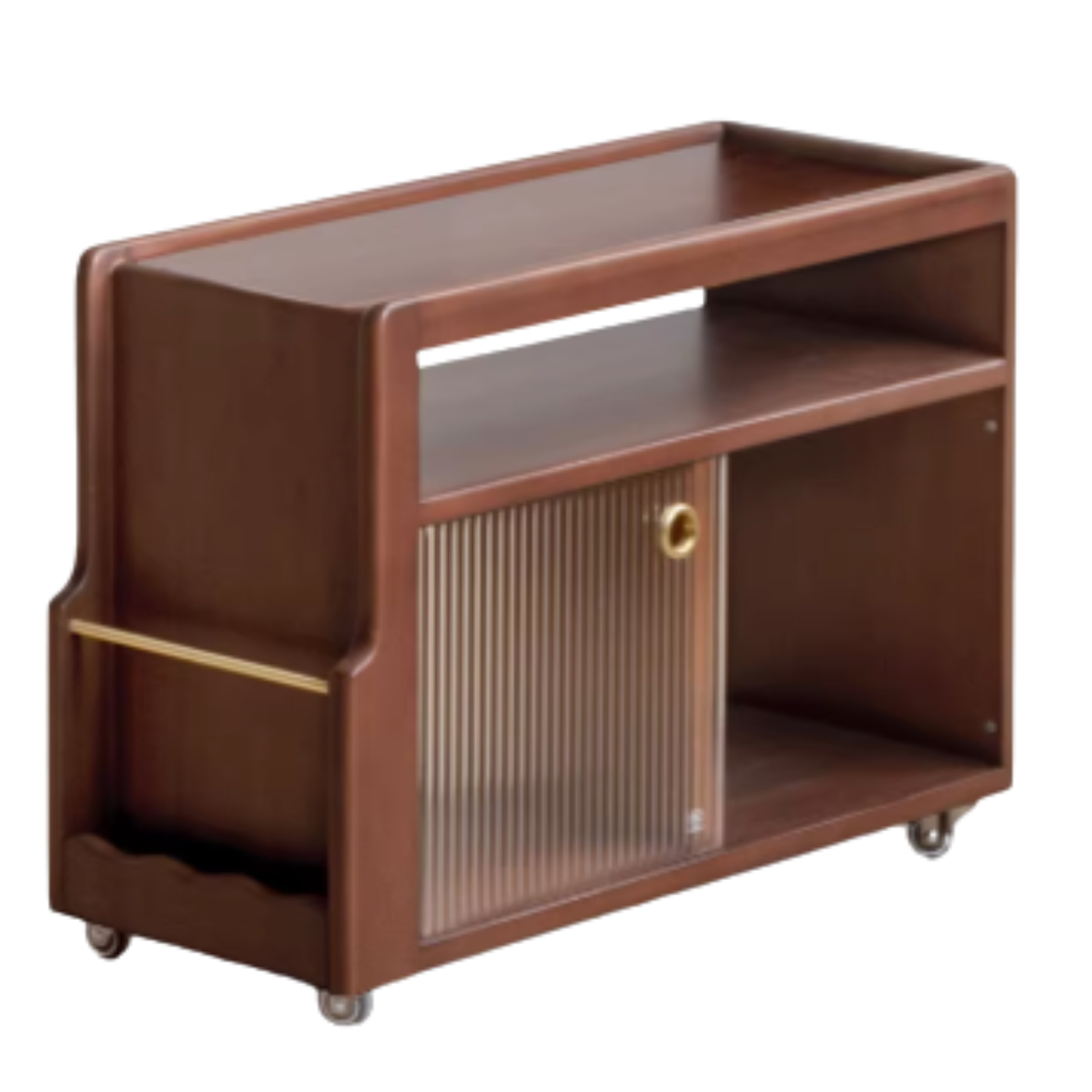 Solid Wood Mobile Glass Side Table - Oak, Poplar, Black Walnut - Perfect for Living Room, Bedroom or Office Use