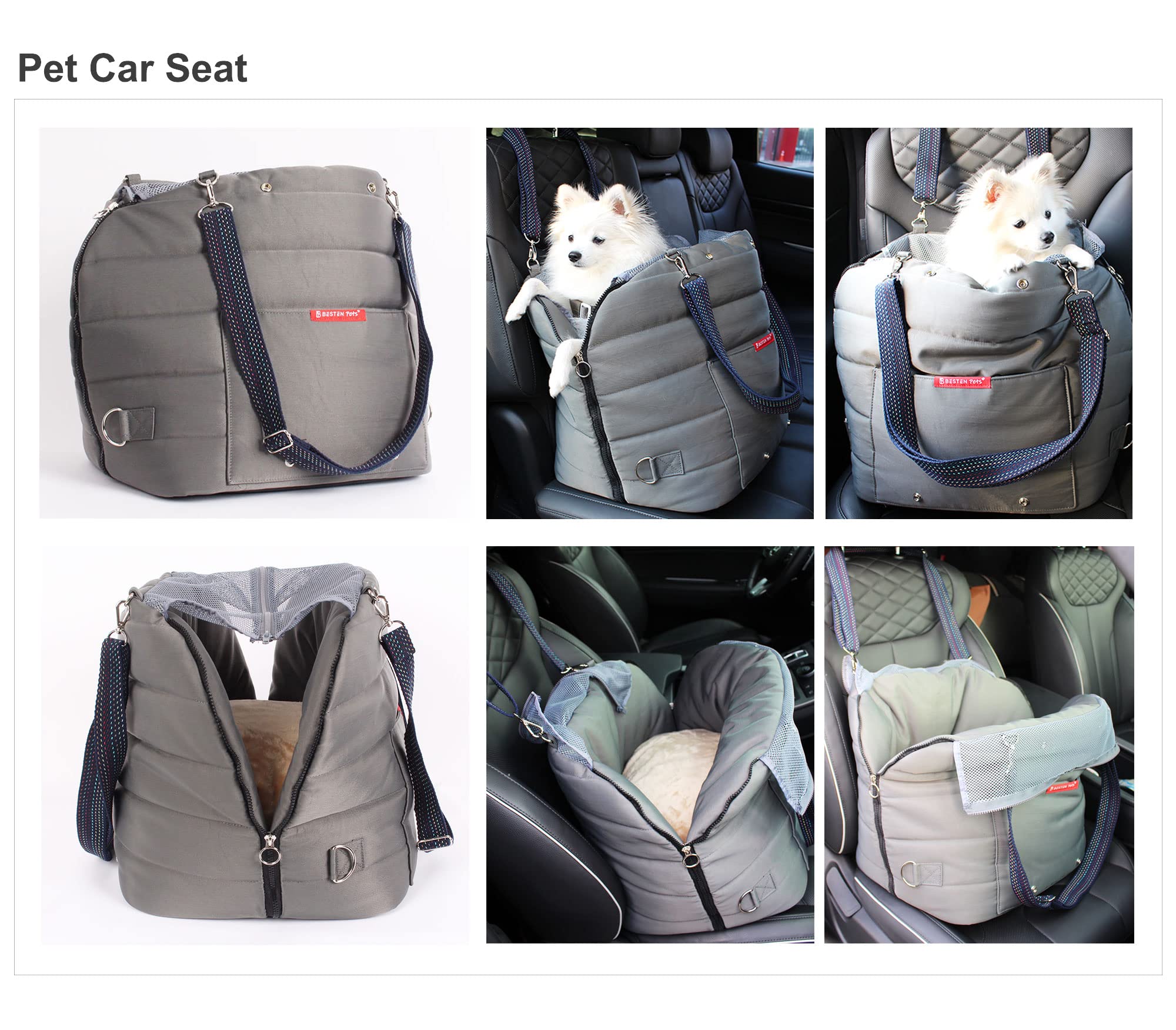 Soft-Sided Pet Carrier Bag - Padded Car Seat with Fluffy Cushion & Breathable Mesh Cover for Small Dogs & Cats | Perfect for Travel, Vet Visits & Road Trips