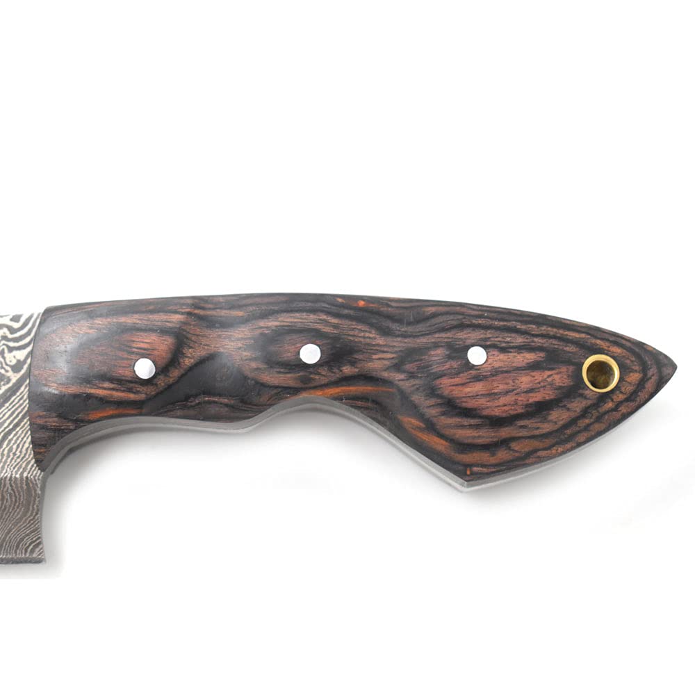 Premium Wild Turkey Damascus Steel Hunting & Chef Knife - Full Tang Handcrafted Blade with Leather Sheath - Ideal for Outdoor Camping, Cooking & Survival Adventures