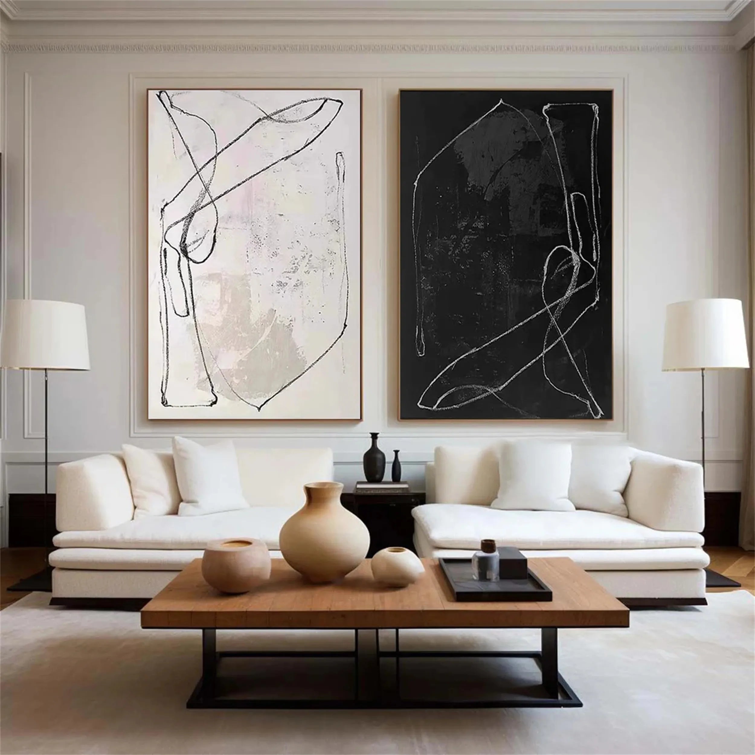Abstract Painting Set of 2 Modern Wall Art - #AB117 - Perfect for Living Room, Bedroom & Office Decor