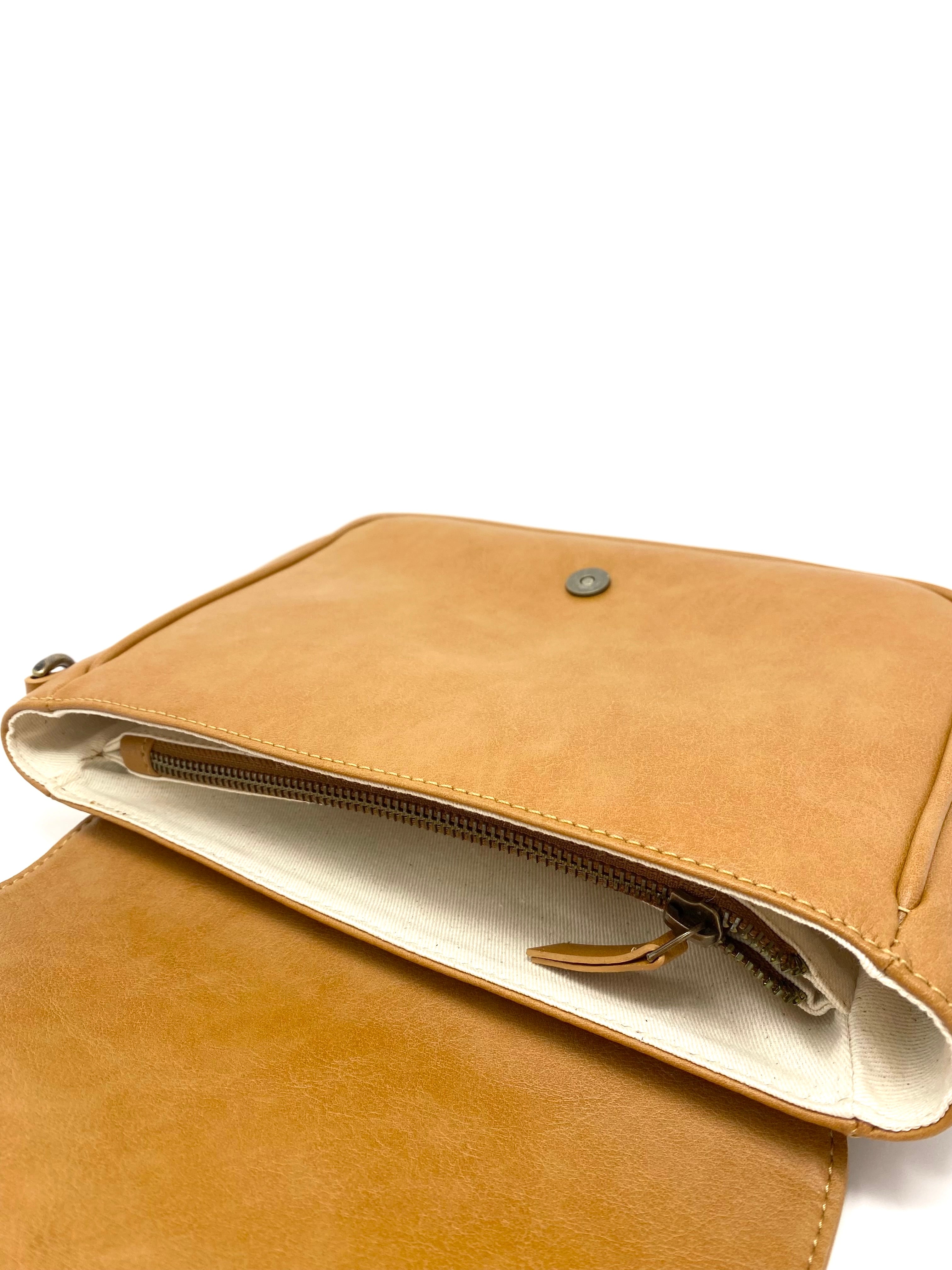 Novacas Juliana Saddle Bag in Camel - Stylish Leather Crossbody Purse for Women | Perfect for Work, Travel & Everyday Use