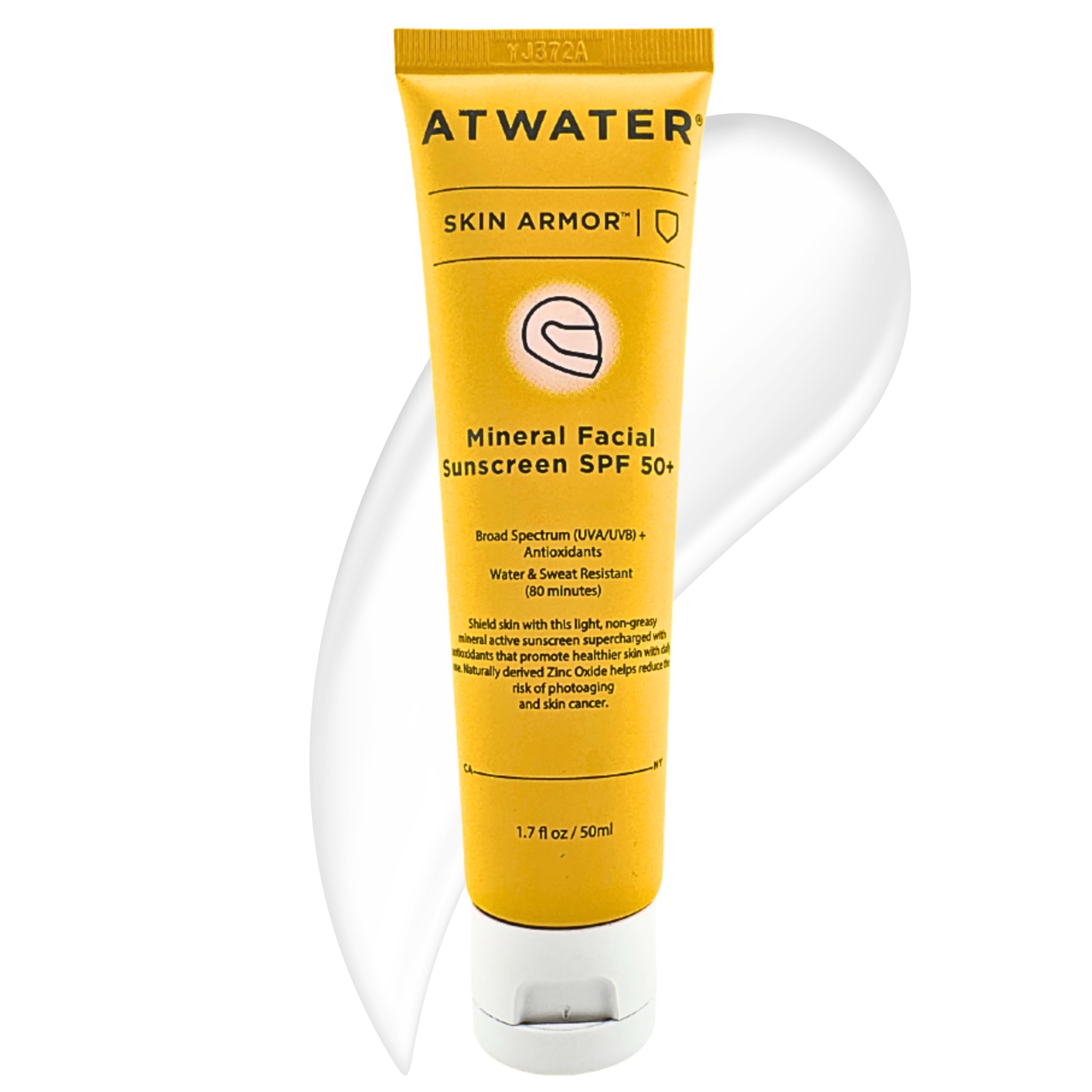 ATWATER SPF 50+ Mineral Face Sunscreen for Men & Women - Ultra Lightweight Daily Sunblock with Moisturizing Protection | Gentle for Sensitive Skin | Water & Sweat Resistant (1.7oz) - Perfect for Outdoor Activities, Beach, Sports & Daily Sun Protection