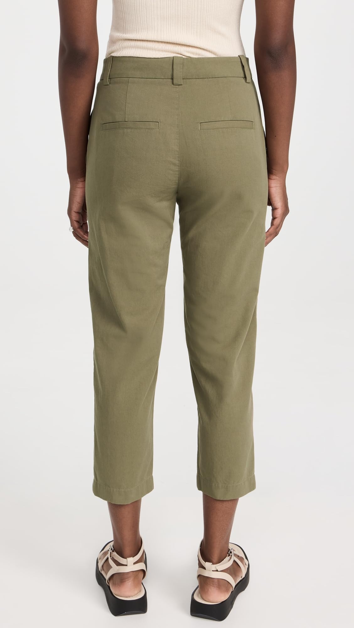 Vince Women's Mid Rise Washed Cotton Crop Pants - Comfortable Casual Pants for Women, Perfect for Work, Travel and Everyday Wear