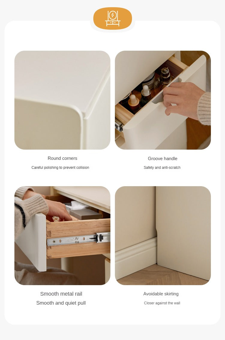 Pine Solid Wood Vanity Table with Mirror - Cream Shabby Chic Style for Bedroom & Dressing Room Makeup Organization
