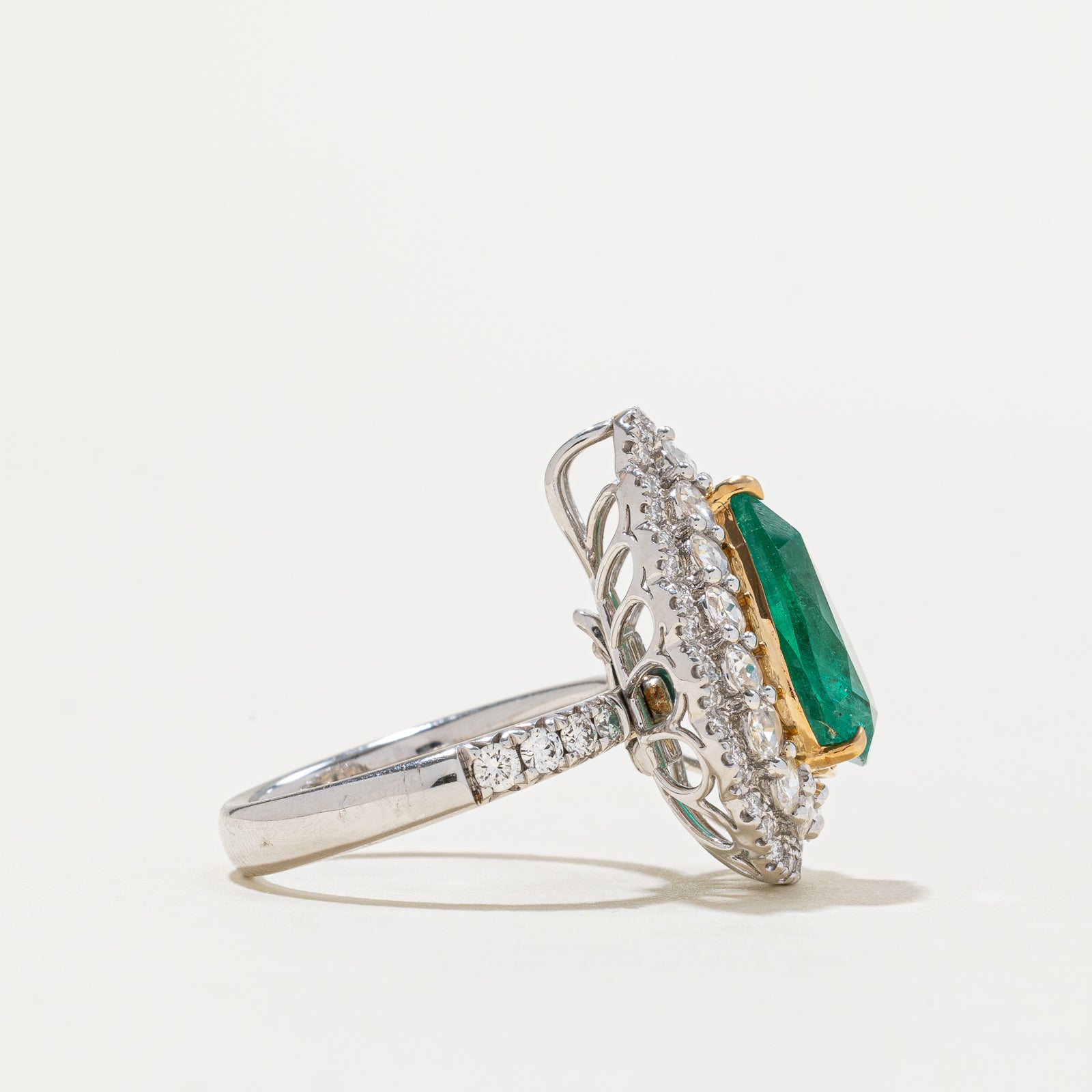 3.70ct Emerald & 1.05ctw Diamond Convertible Pendant & Ring - Size 6.25 | Elegant Jewelry for Weddings, Anniversaries & Special Occasions