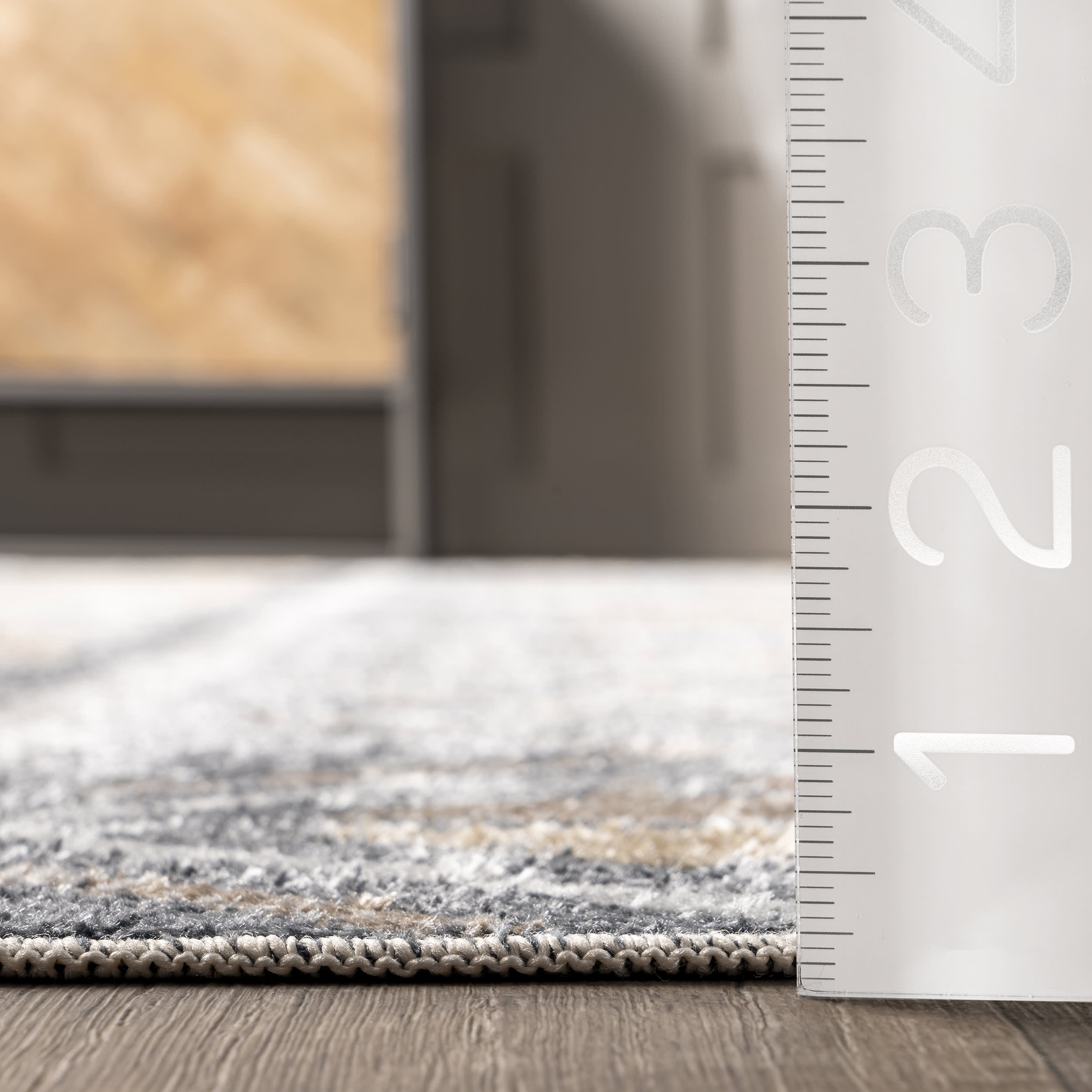 Elm Aztec Banded Washable Rug - Grey | Non-Slip Bohemian Area Rug for Living Room, Bedroom & Dorm Decor