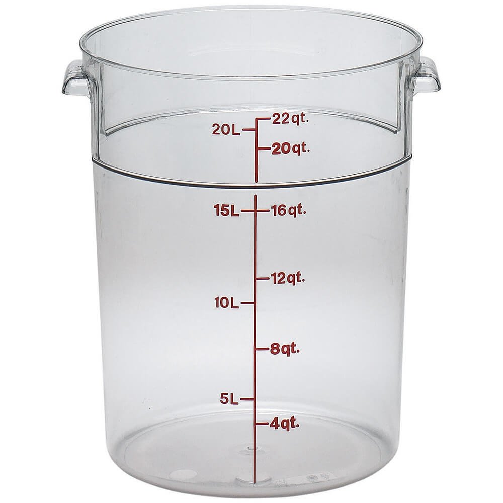 Cambro 22 Quart (20.8L) Clear Round Food Storage Containers with Lids - 6 Pack (RFSCW22-135) | BPA-Free Plastic Meal Prep Containers for Restaurants, Catering & Bulk Food Storage