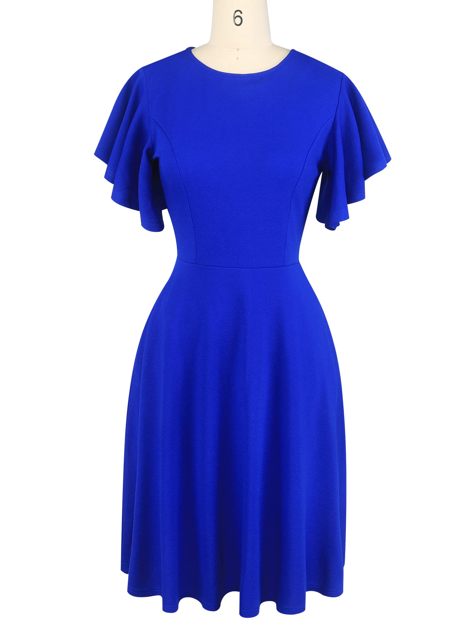 Oxiuly Women's Vintage Flare Sleeve Scoop Neck Church Dress with Pockets - Elegant Cocktail Party Dress for Wedding, Easter, Sunday Service & Special Occasions