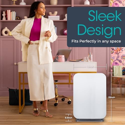 Alen BreatheSmart Flex HEPA Air Purifier for Large Rooms up to 1400 Sq Ft | Pure Filter Captures Allergens, Dust & Mold | Ideal for Bedroom, Home Office & Living Room | Brushed Stainless Steel Design