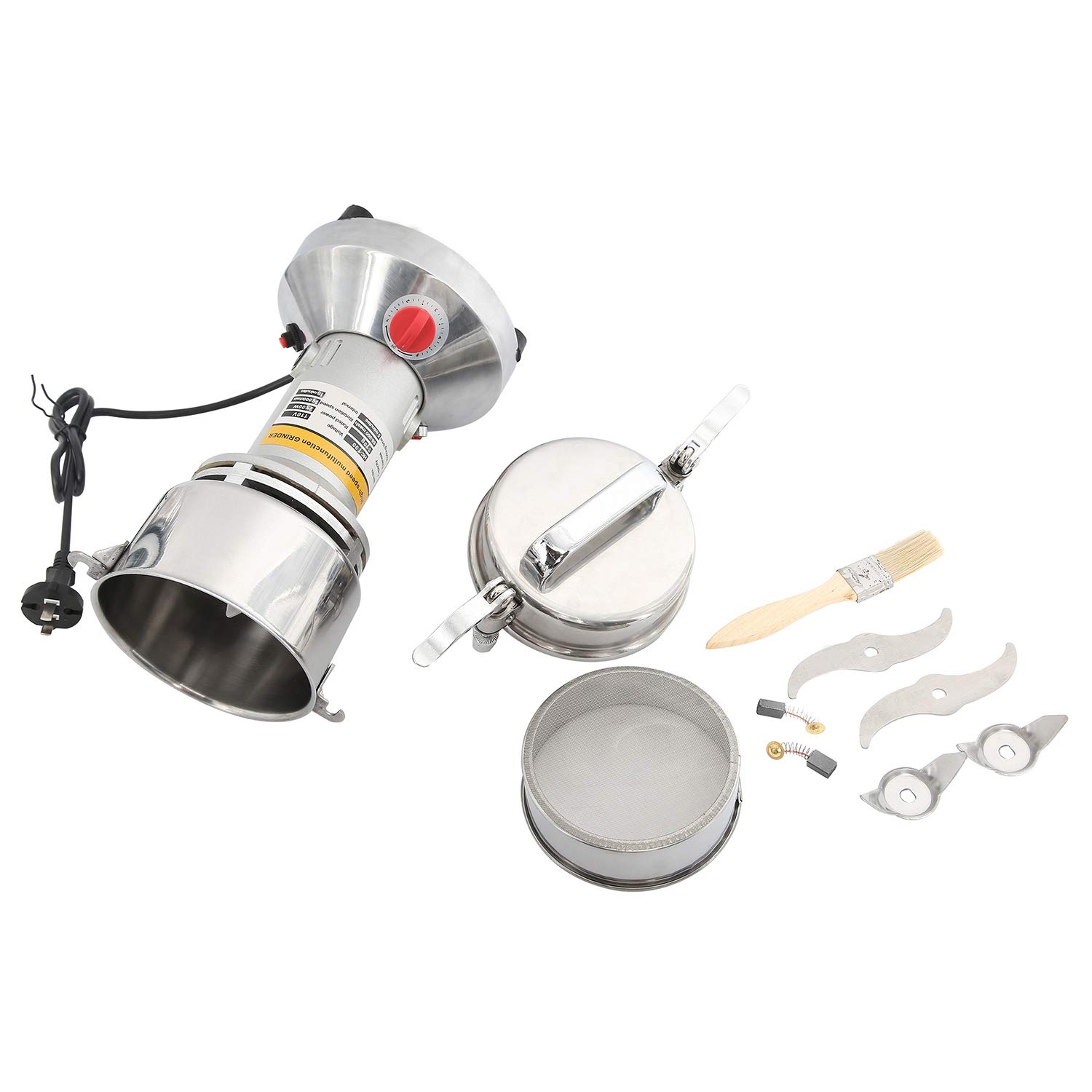 700g Commercial Electric Grain Mill Grinder - 2500W High Speed Stainless Steel Spice & Herb Grinder, 50-300 Mesh Flour Powder Machine for Corn, Cereals - Perfect for Home Kitchens, Bakeries & Coffee Shops