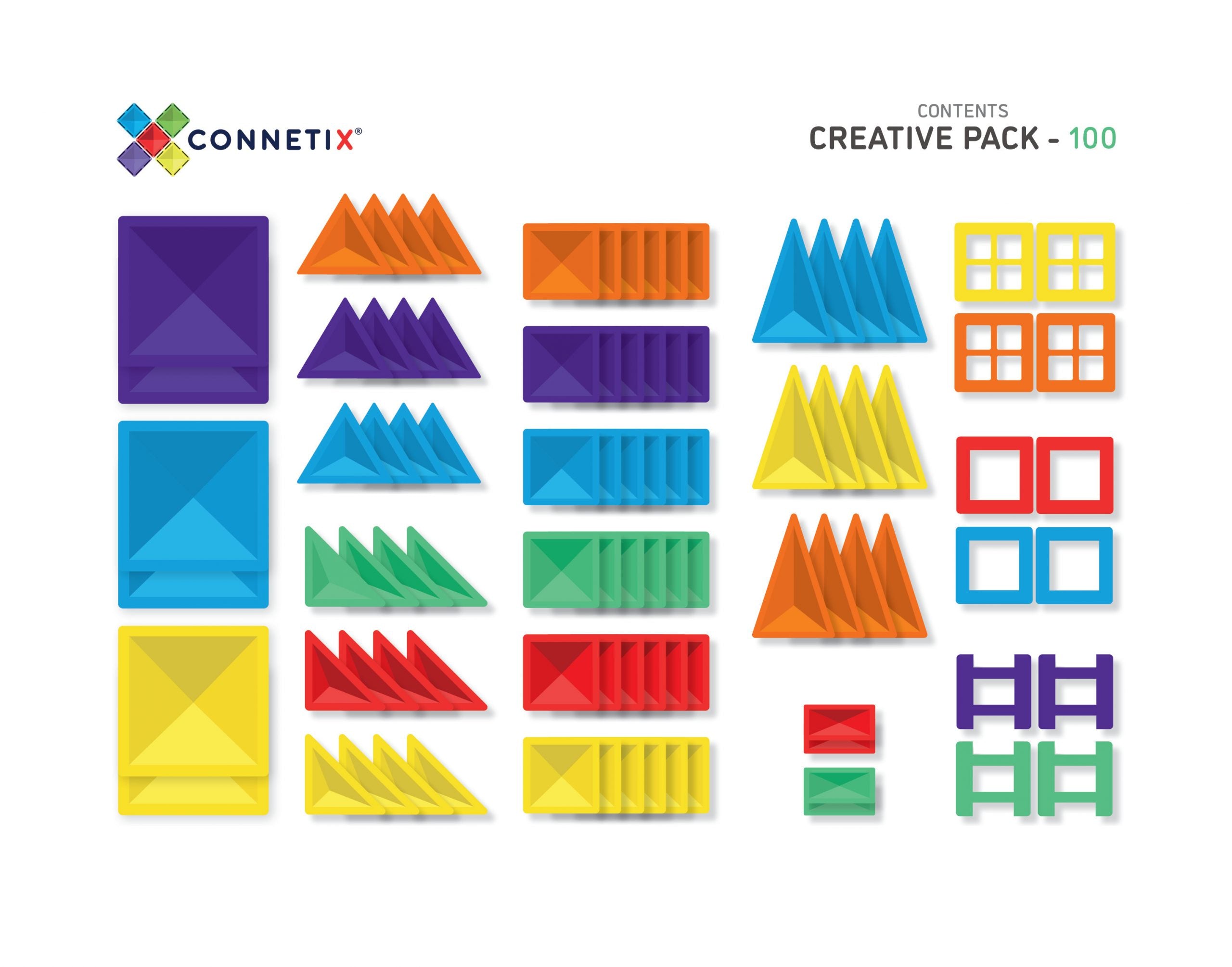 Connetix 102-Piece Magnetic Tiles Building Set - STEM Educational Toys for Kids, Creative Construction Blocks for Indoor Play & Learning Activities