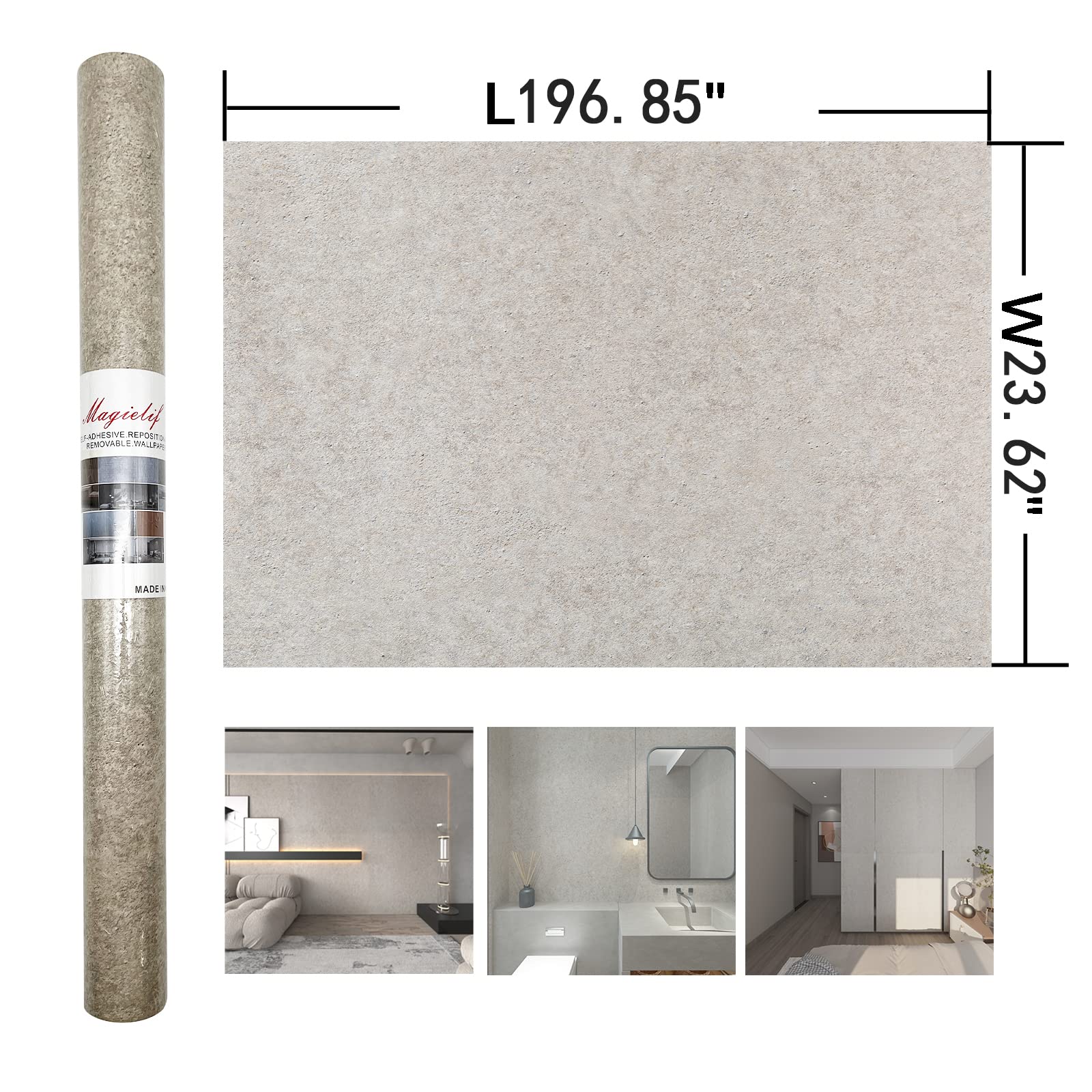 Gray Granite Contact Paper - Thick Self-Adhesive Vinyl Film, Waterproof Peel & Stick Wallpaper for Countertops, Cabinets, Walls - 24x197 Inch (Stone Matte Finish) - Perfect for Kitchen Backsplash, Bathroom Renovation & Furniture Makeover