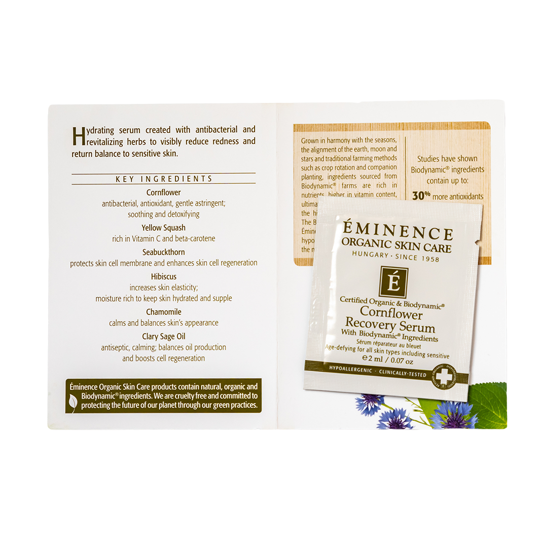 Eminence Organics Cornflower Recovery Serum for Sensitive Skin – Hydrating & Soothing Facial Treatment for Redness & Irritation – Perfect for Daily Skincare Routine & Post-Procedure Care