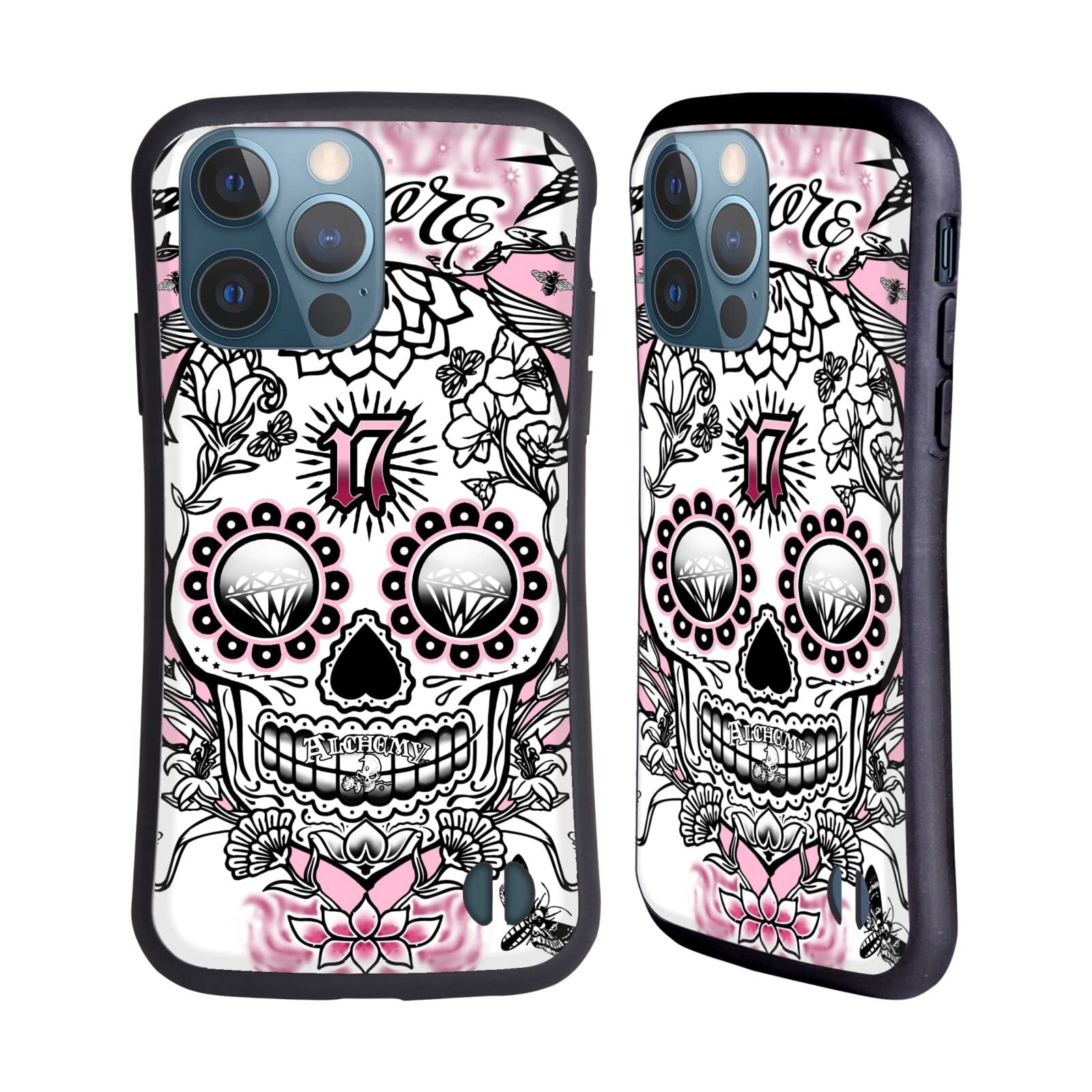 Officially Licensed Alchemy Gothic Amore Skull Hybrid Case for iPhone 13 Pro - Gothic Style Protective Phone Cover - Perfect for Halloween, Gothic Fashion & Alternative Lifestyle