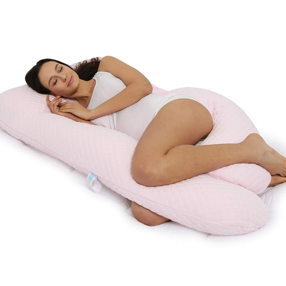 XINDONG U-Shaped Pregnancy Pillow - Full Body Maternity Support Pillow for Pregnant Women, Comfortable Cushion for Back & Belly Support (Pink) - Perfect for Sleeping, Nursing & Relaxing During Pregnancy