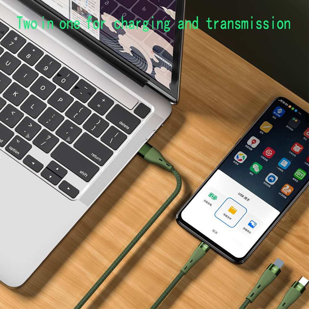 3-in-1 Nylon Braided Multi Charging Cable - Type C/Micro USB/Lightning Compatible with iPhone/Samsung Galaxy/Tablets & More (2 Pack, 5FT) - Perfect for Home, Office & Travel Charging