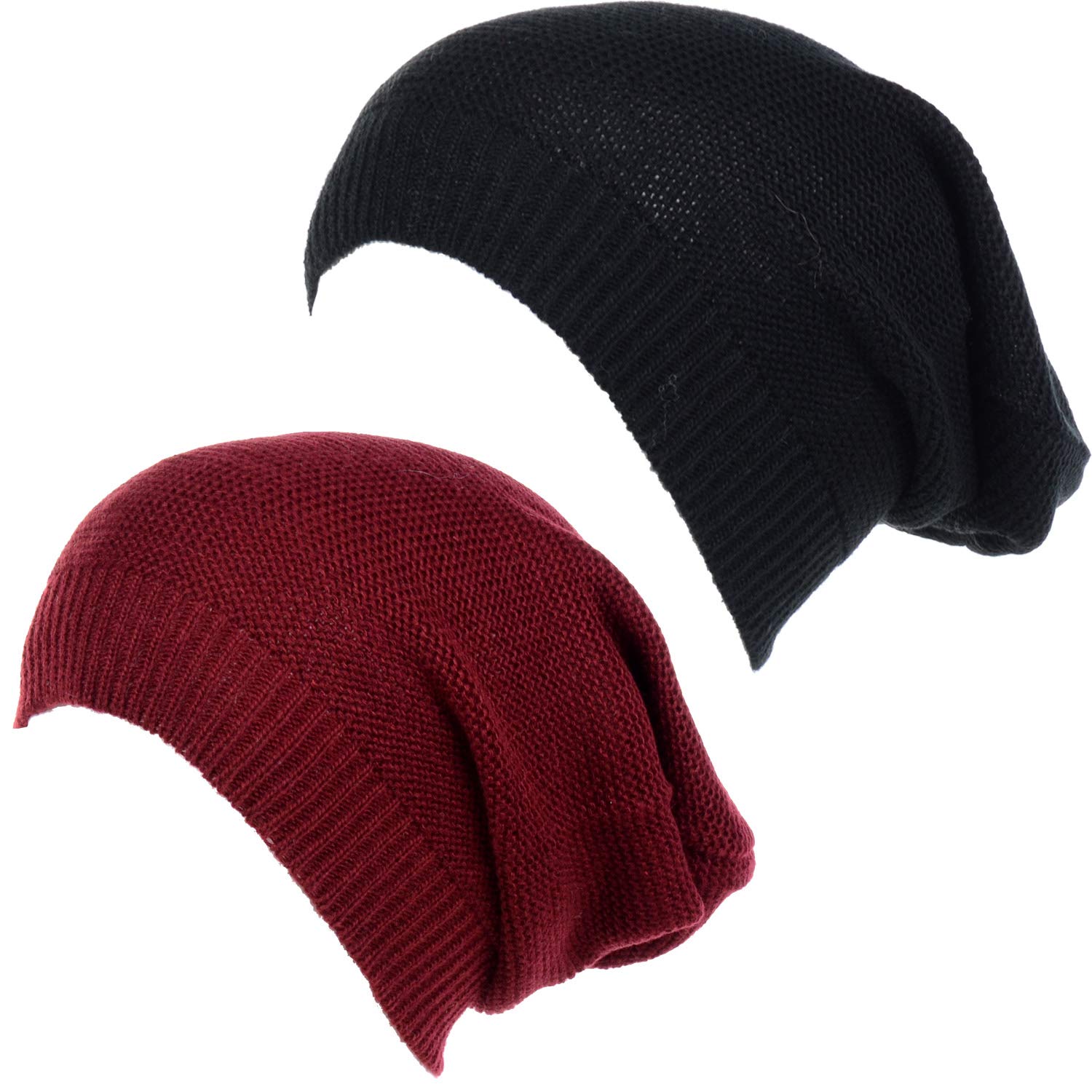 BYOS Unisex Lightweight Slouchy Knit Beanie Hat - Solid, Stripes & Chevron Patterns - Cozy Winter Accessory for Men & Women - Perfect for Outdoor Activities, Casual Wear & Cold Weather Fashion