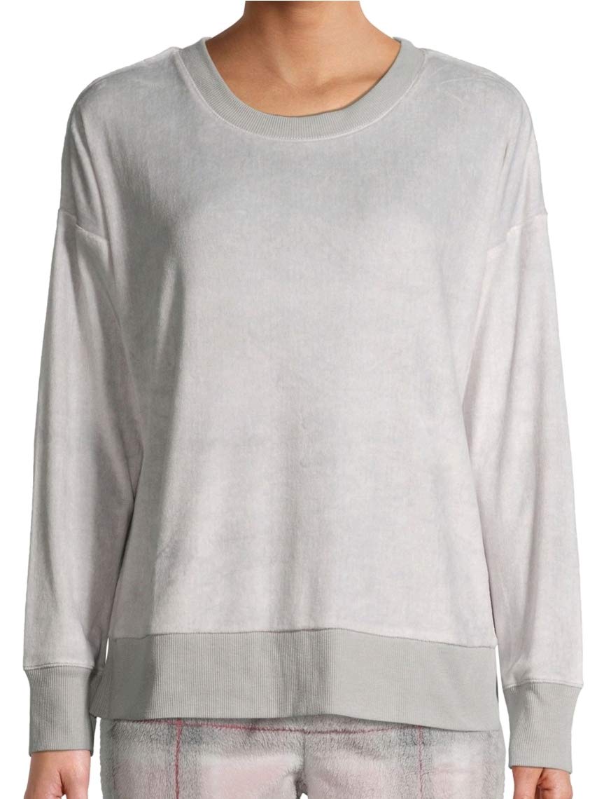 Secret Treasures Soft Silver Velour Sleep Top for Women - Comfortable Sleepwear & Loungewear - Medium Size - Perfect for Nighttime Relaxation & Cozy Evenings at Home