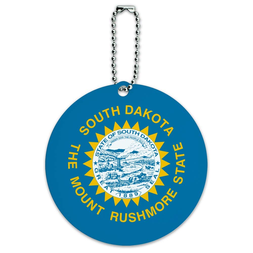 South Dakota State Flag Round Luggage ID Tag - Durable Suitcase & Carry-On Baggage Identifier for Travel Accessories | Perfect for Airports, Business Trips & Vacation Identification