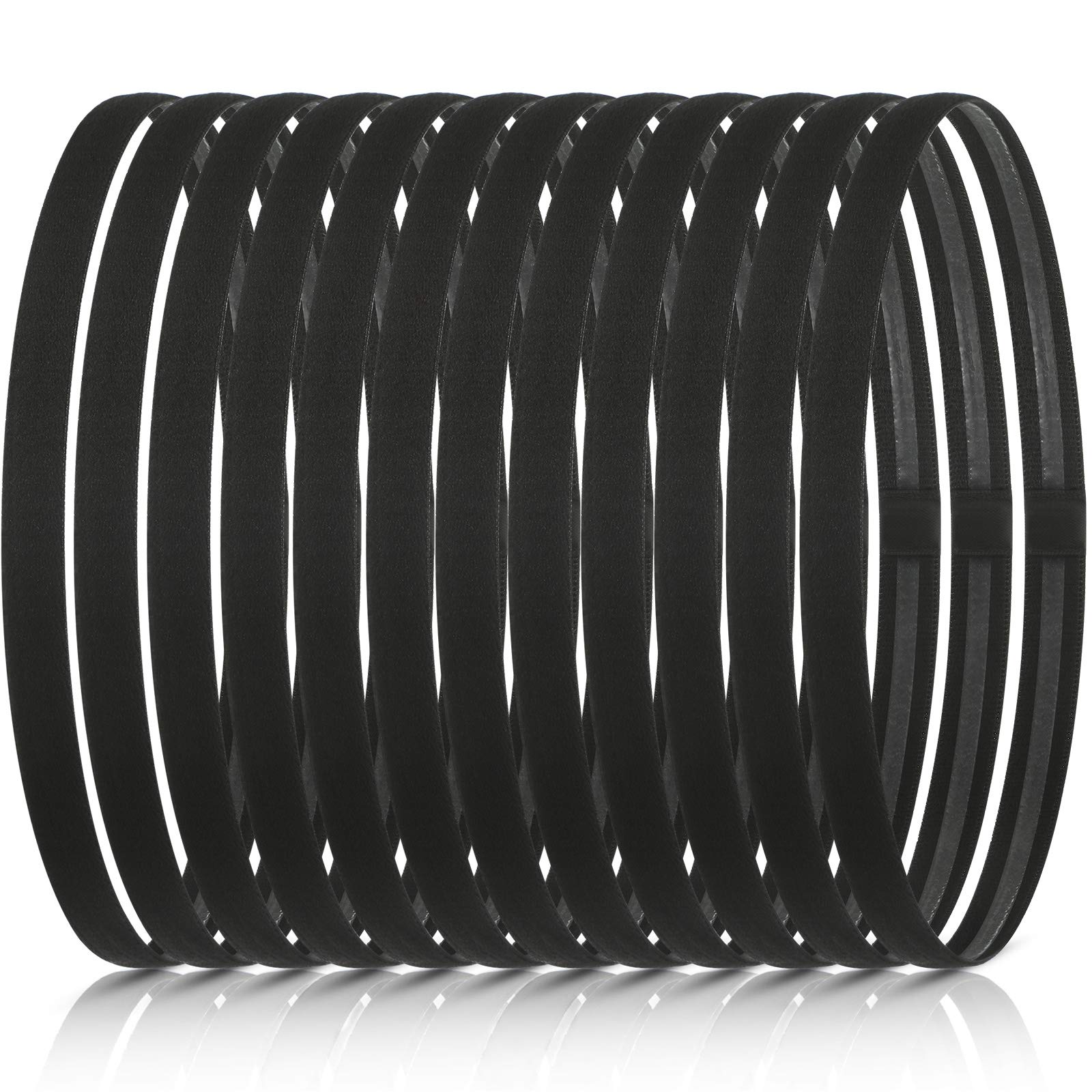 WILLBOND 12 Pack Non-Slip Elastic Sports Headbands for Men & Women - Sweat Absorbing Workout Hair Bands with Silicone Grip for Running, Yoga, Basketball, Tennis & Football (Black) | Perfect for Gym, Sports & Active Lifestyle