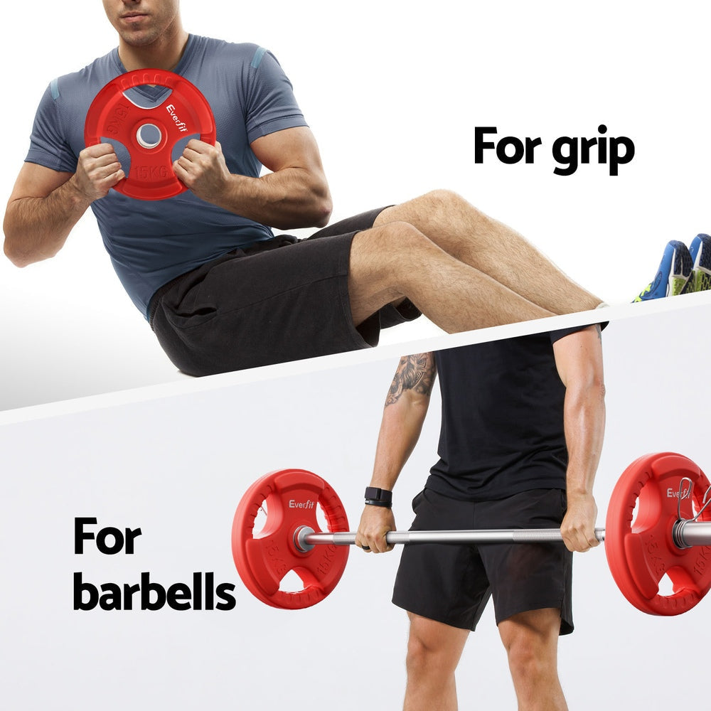 36kg Barbell Set with Dumbbell Plates - 120cm Weight Lifting Bar for Home Gym Strength Training | Perfect for CrossFit, Powerlifting & Home Workouts (Red)