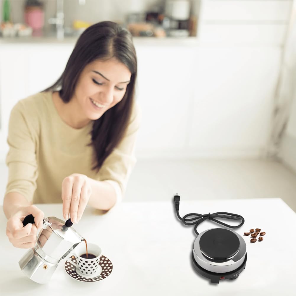 Portable Electric Hot Plate - 500W Mini Single Burner Stove with Adjustable Temperature for Coffee, Cooking & Heating Water | Perfect for Camping, Kitchen & Moka Pot | 110V Compact Cooktop