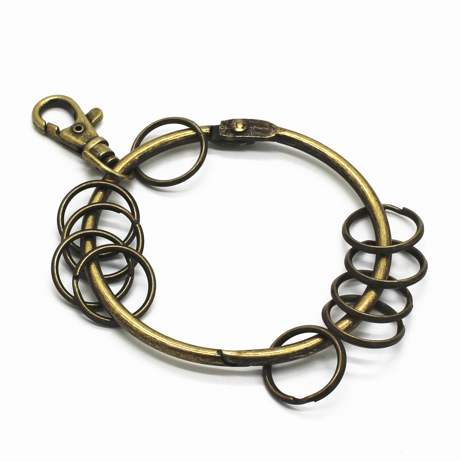Antique Bronze Keychain with 10 Rings - Vintage Style for Keys & Accessories