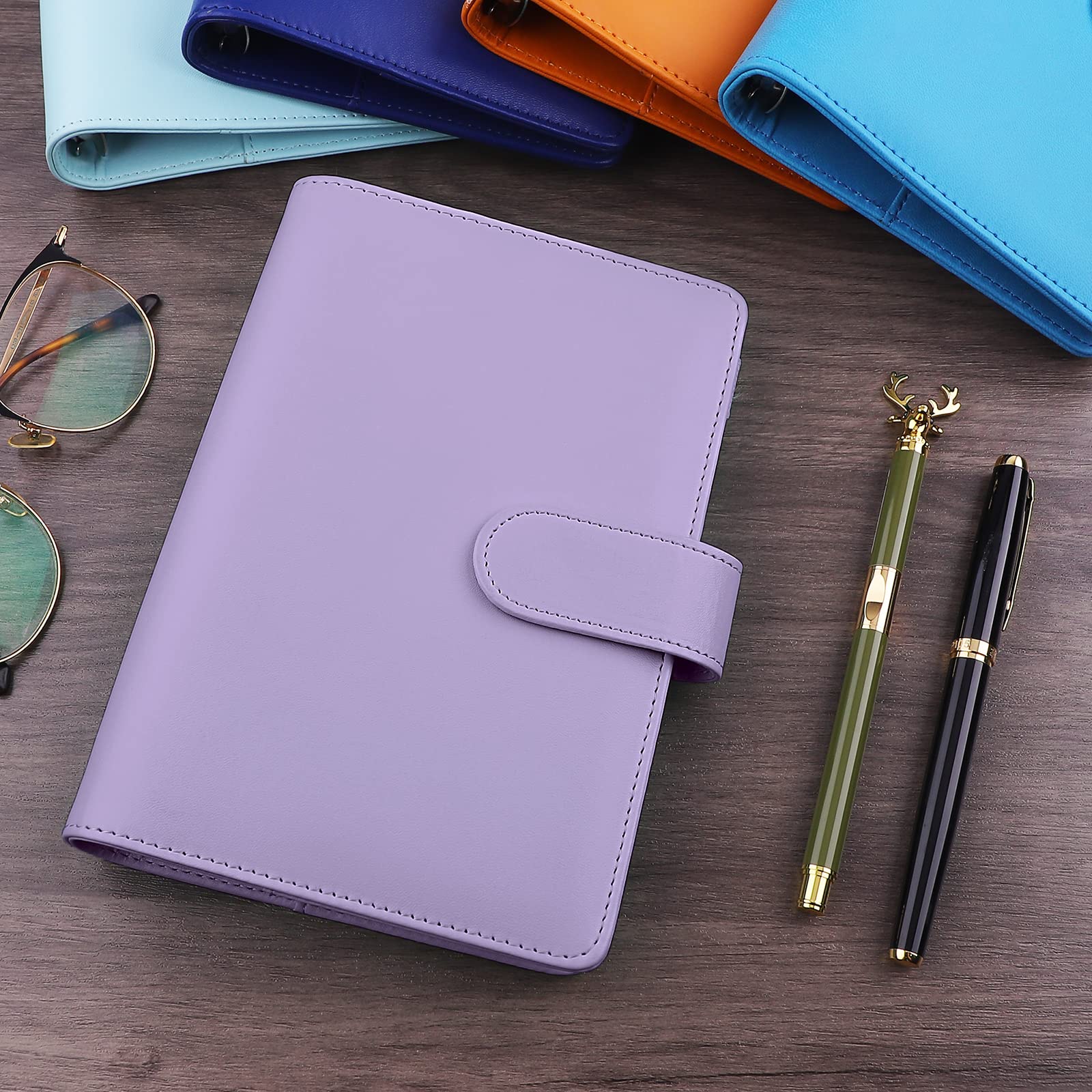 Antner A6 PU Leather Notebook Binder with 12 Pockets - Purple | 6-Hole Refillable Planner Organizer for School, Office & Journaling | Perfect for Students, Professionals & Creative Writing